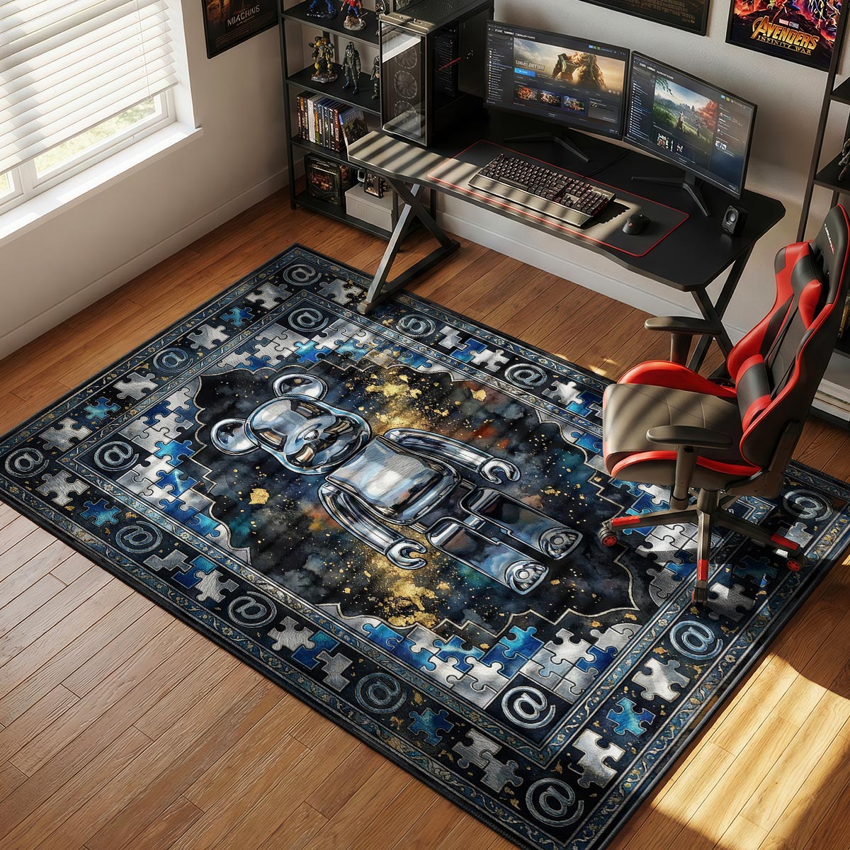 Bearbrick Chrome Puzzle Hypebeast Floor rug — main product view
