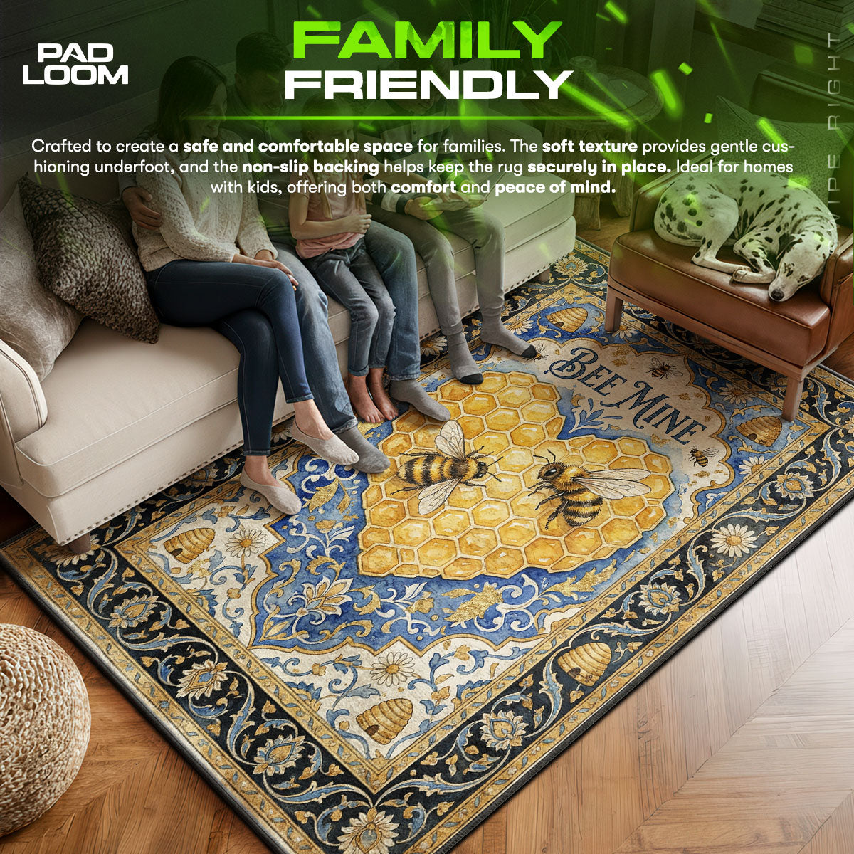 Area character design printed on rug