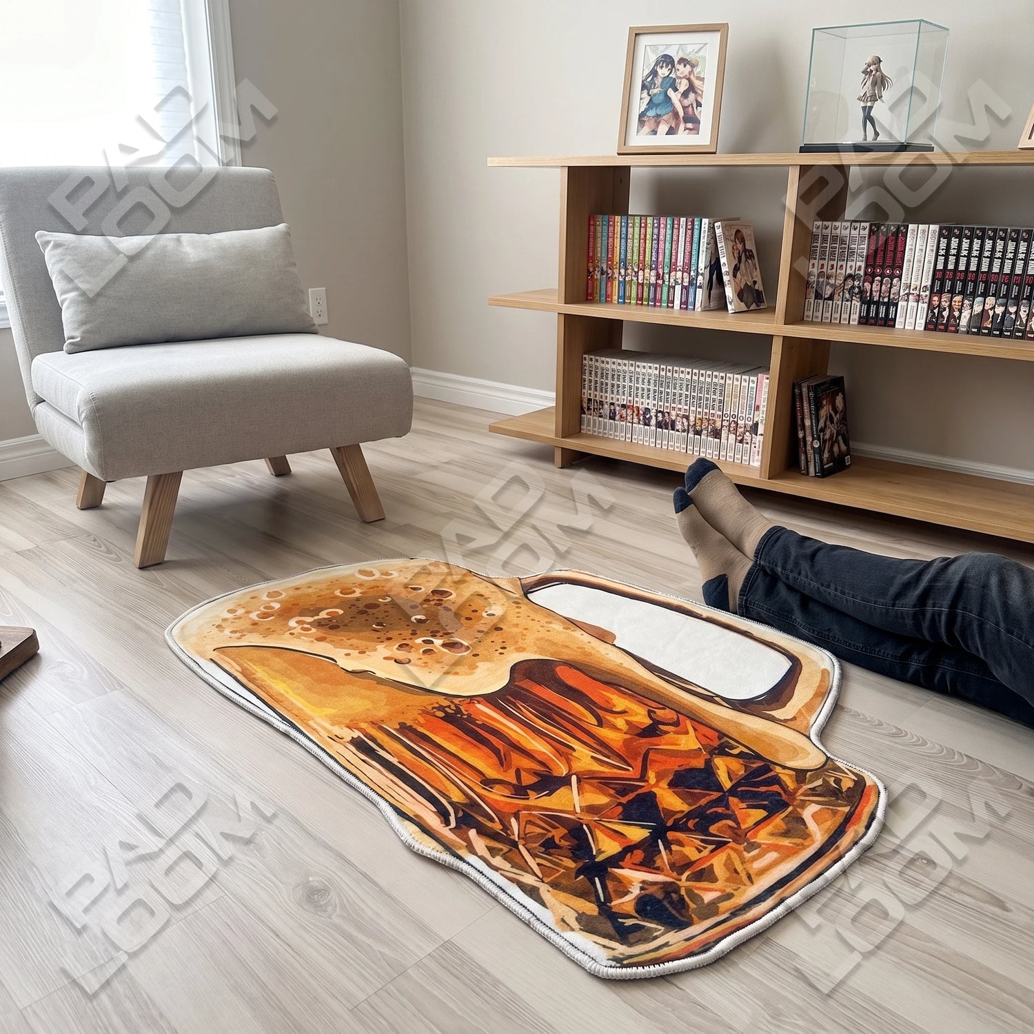 Beer Mug shaped rug shown in a room setting