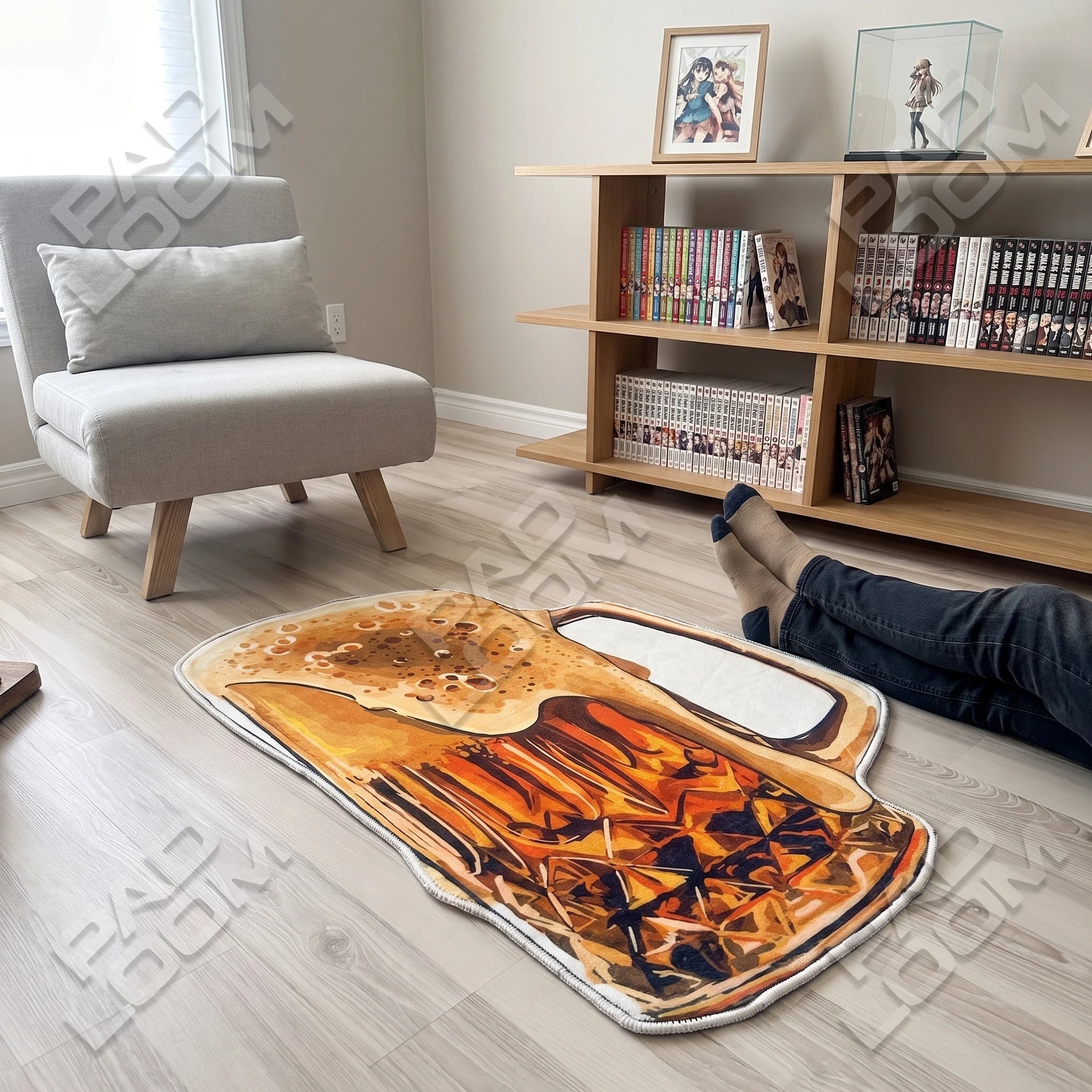 Beer Mug shaped rug shown in a room setting