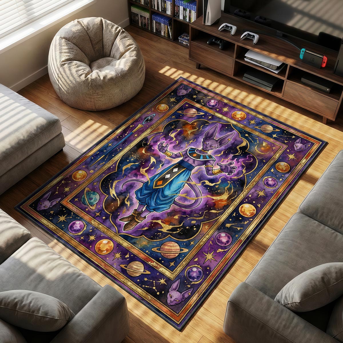 God Destruction themed area rug for home decor fans