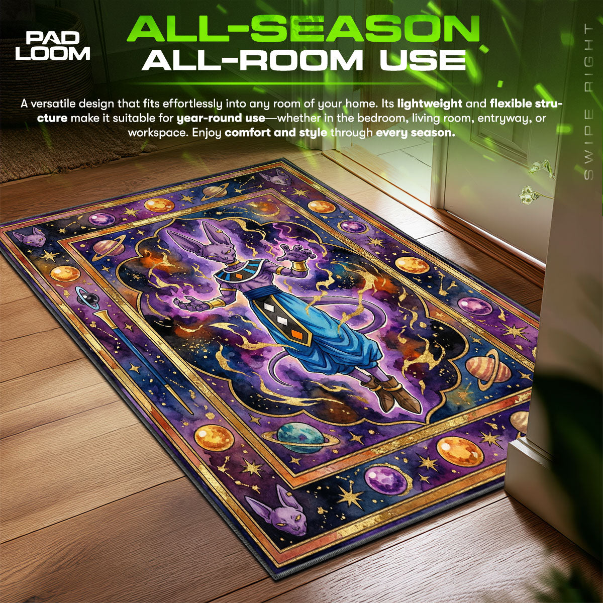 God Destruction Beerus Dragon Ball Super Chair fan rug — premium quality print
