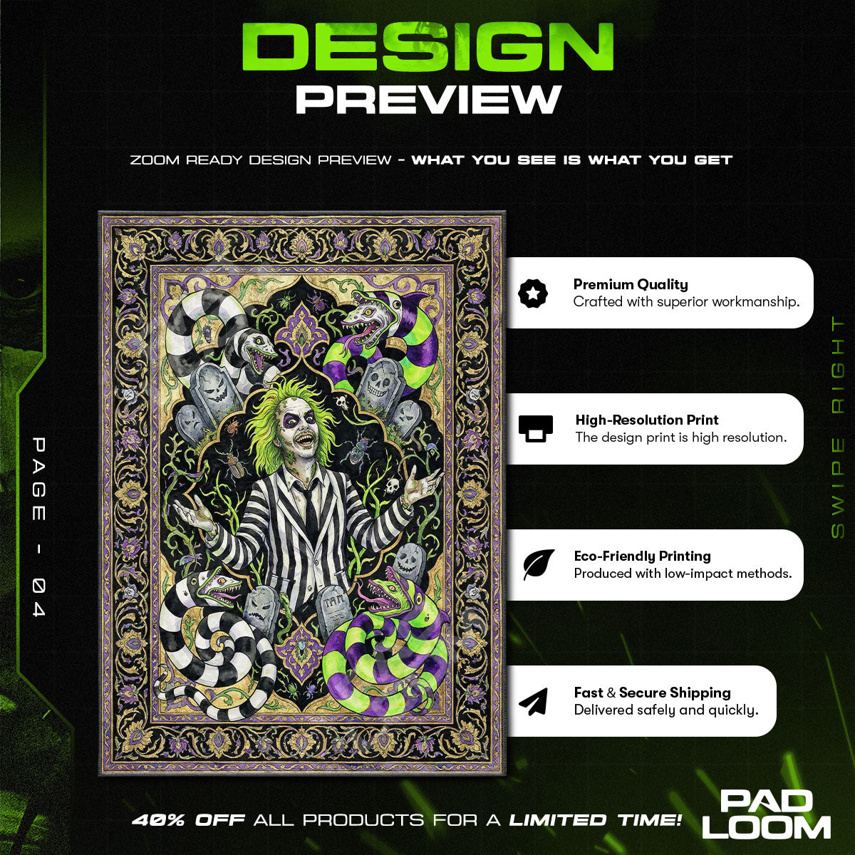 Room character design printed on rug