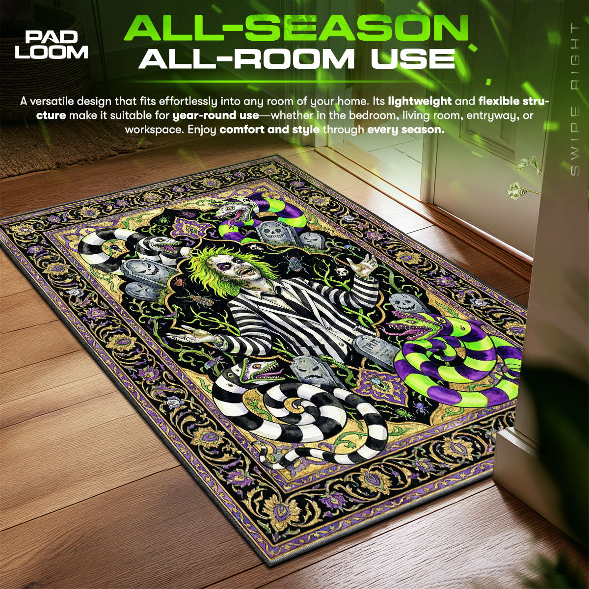 Beetlejuice Sandworm Beetlejuice Room fan rug — premium quality print