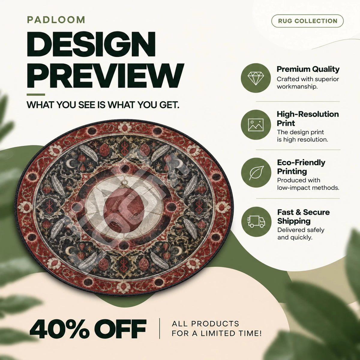 Behelit Eclipse Berserk round rug full design preview