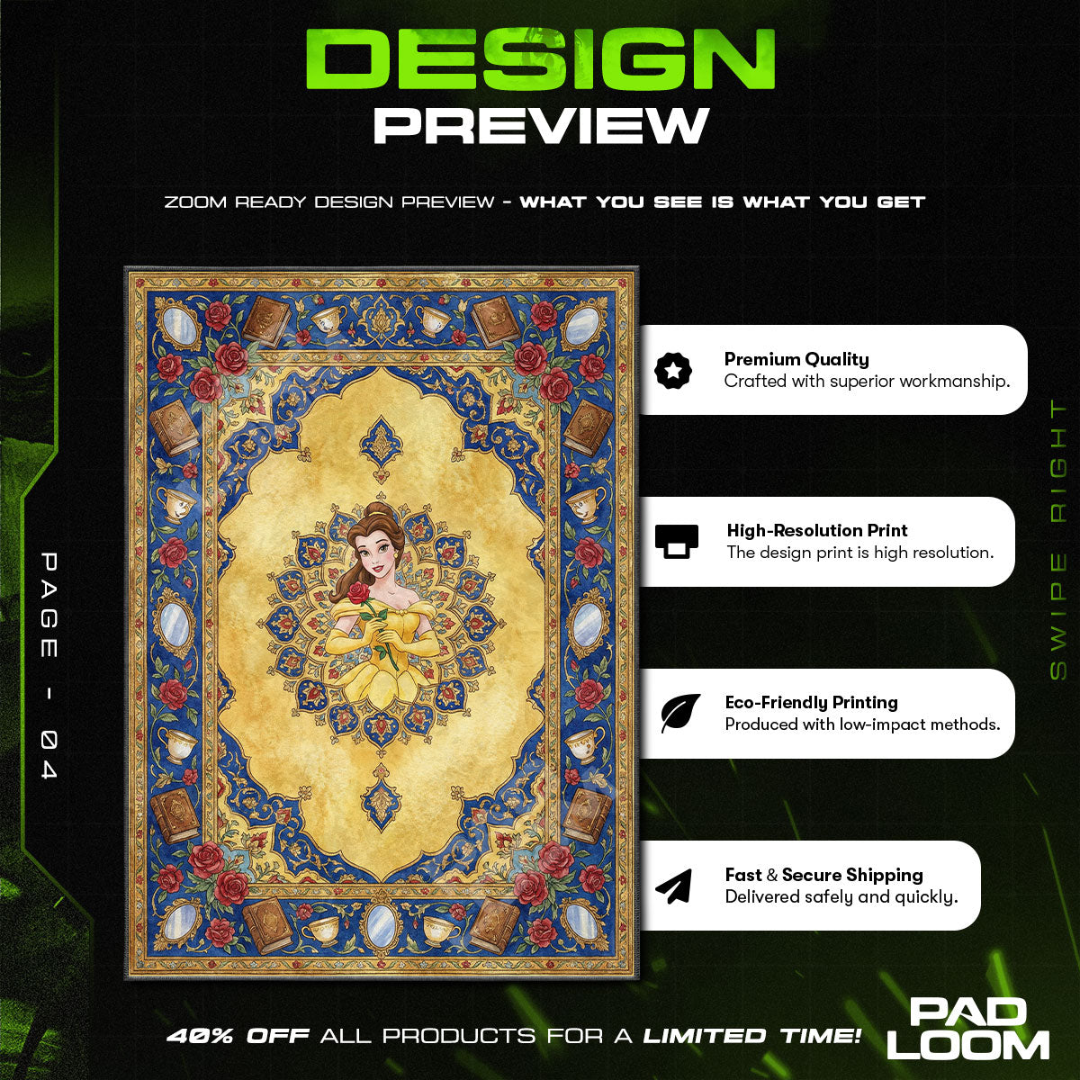 Kids character design printed on rug
