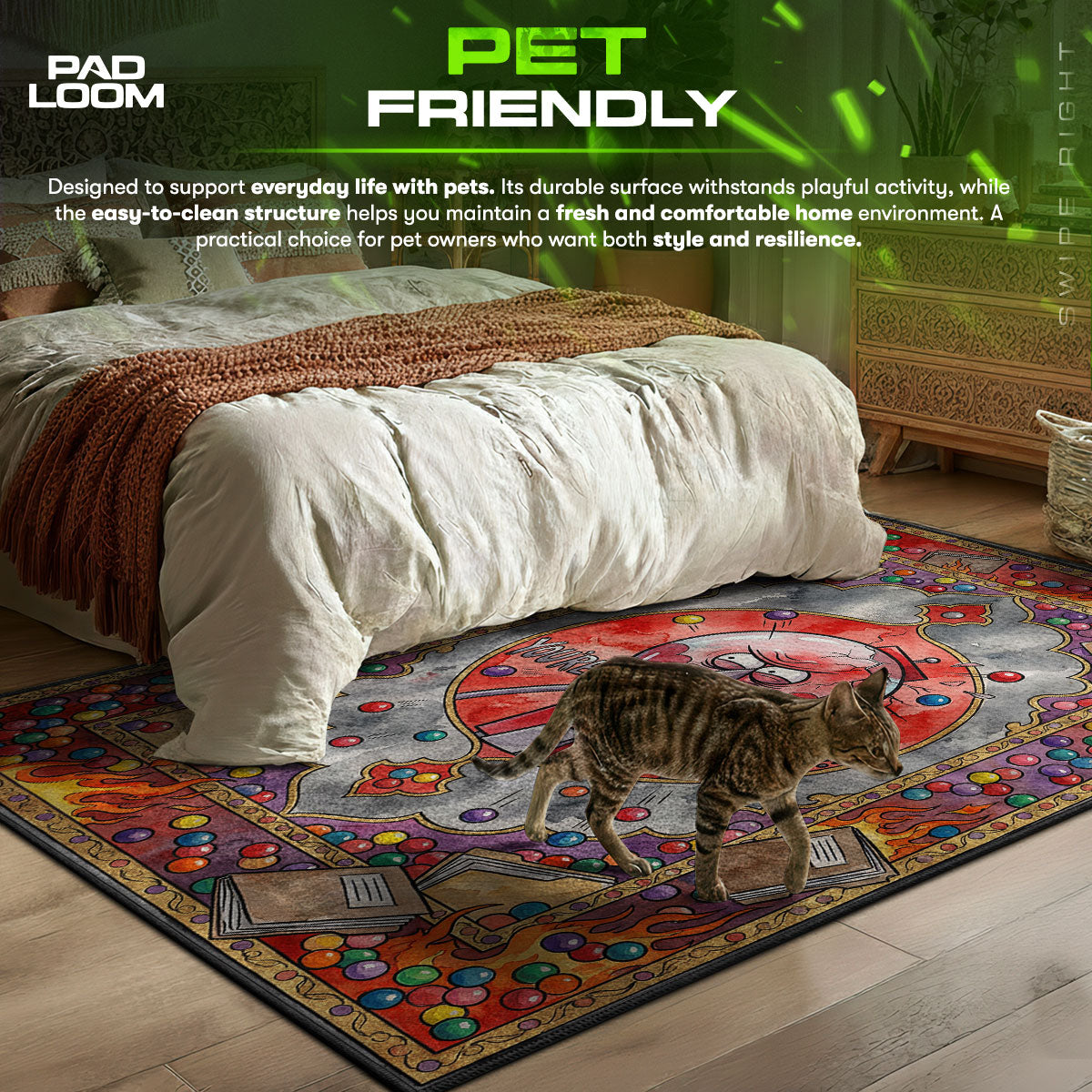 Benson You're themed area rug for home decor fans
