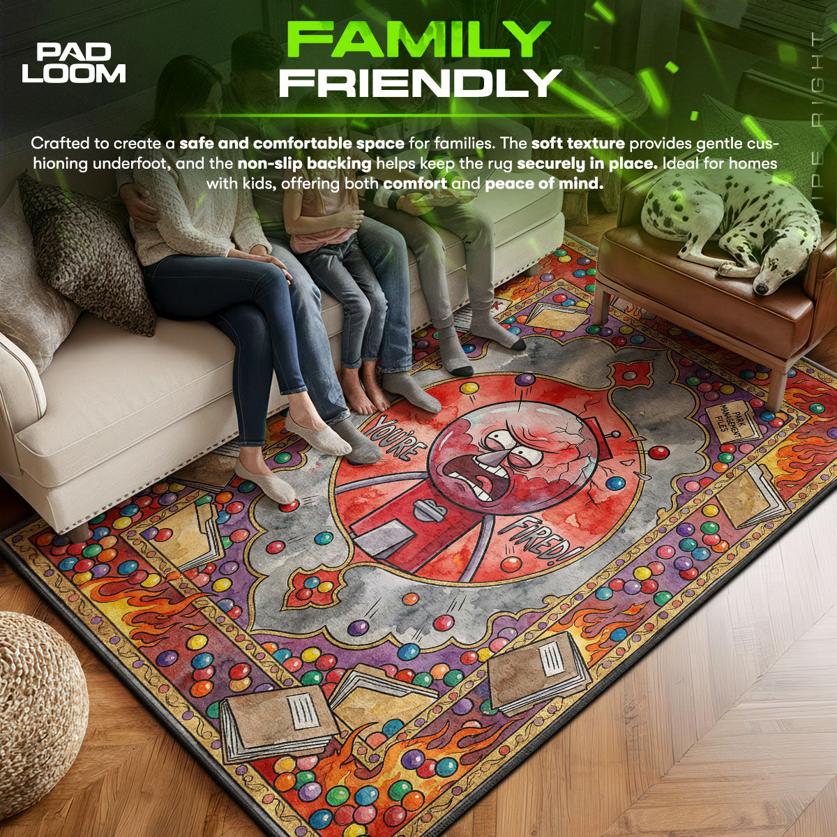 Area character design printed on rug