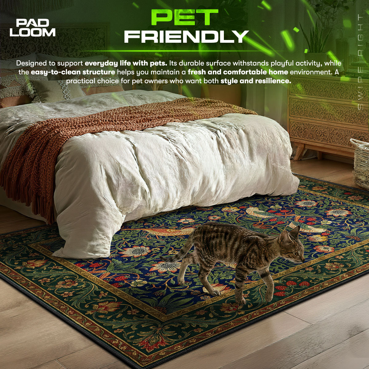 Berry Thief themed area rug for home decor fans
