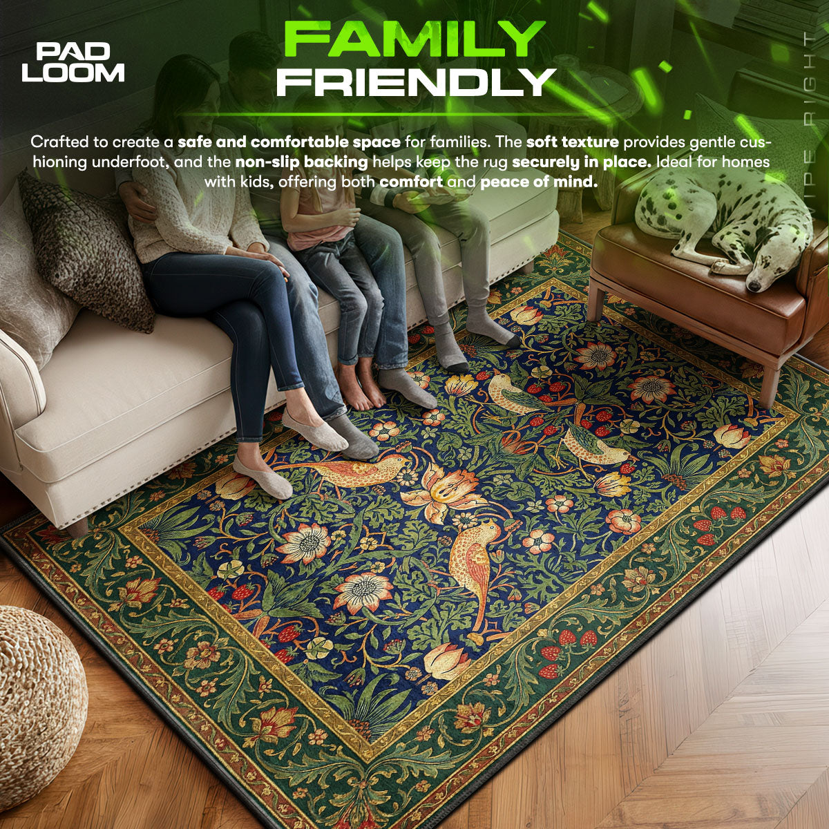 Area character design printed on rug