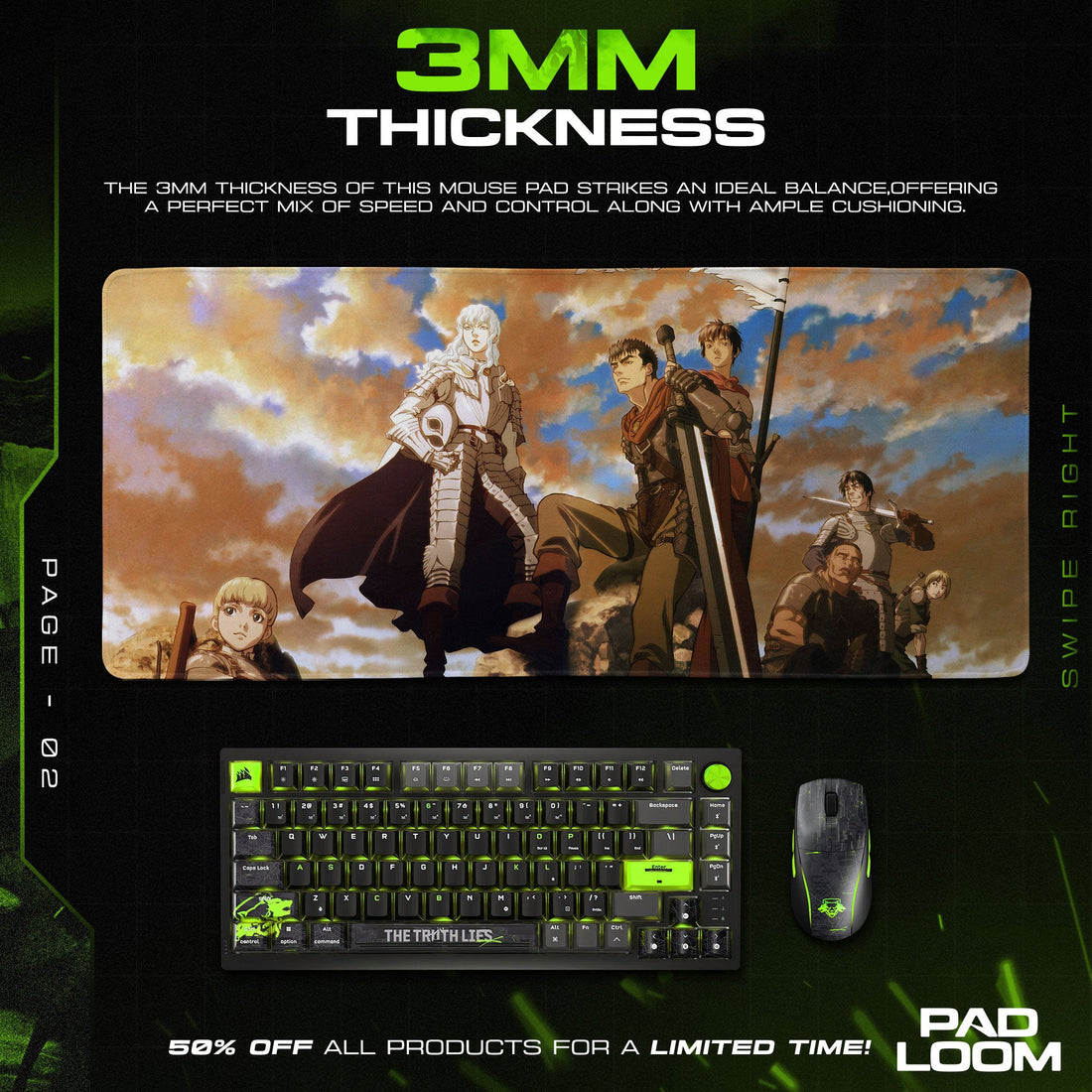 Berserk Band of the Hawk Mouse Pad - Golden Age Anime Desk Mat Padloom