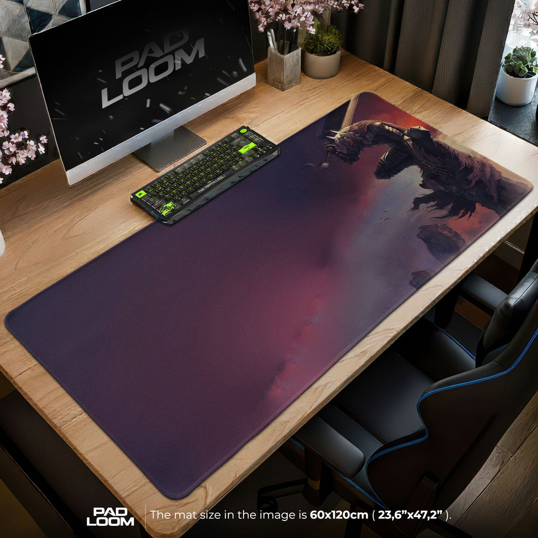 Berserk Black Swordsman Mouse Pad - Crimson Eclipse Gaming Desk Mat Padloom