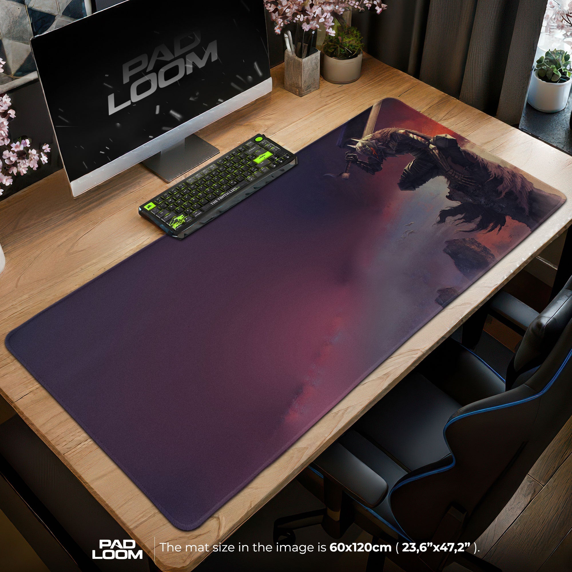 Berserk Black Swordsman Mouse Pad - Crimson Eclipse Gaming Desk Mat Padloom