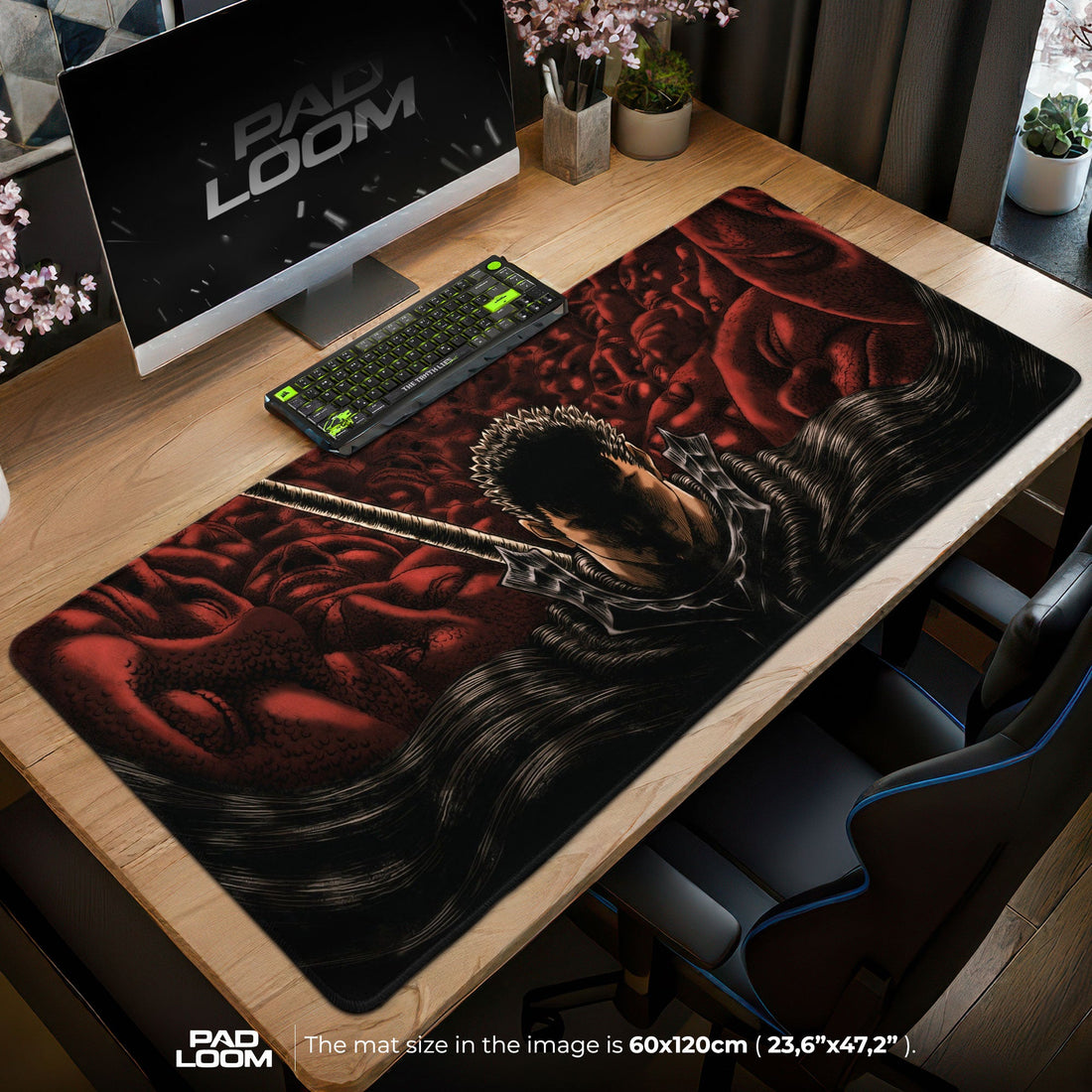 Berserk Black Swordsman Mouse Pad - Dark Anime Gaming Desk Mat Padloom