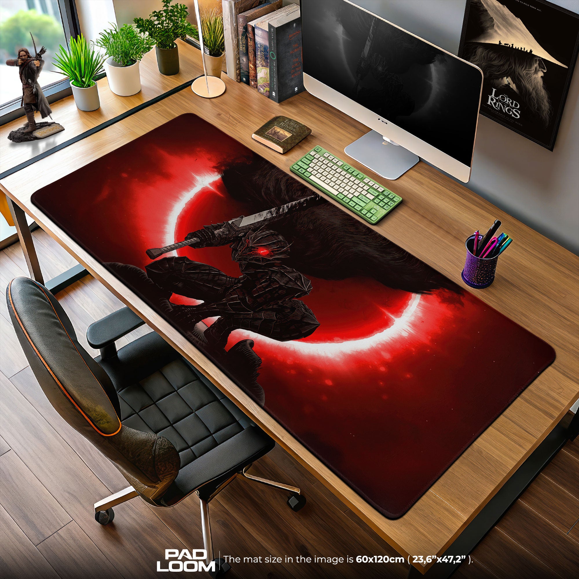 Berserk Black Swordsman Mouse Pad, Eclipse Scene Desk Mat