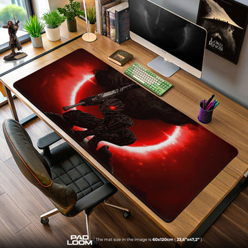 Berserk Black Swordsman Mouse Pad, Eclipse Scene Desk Mat