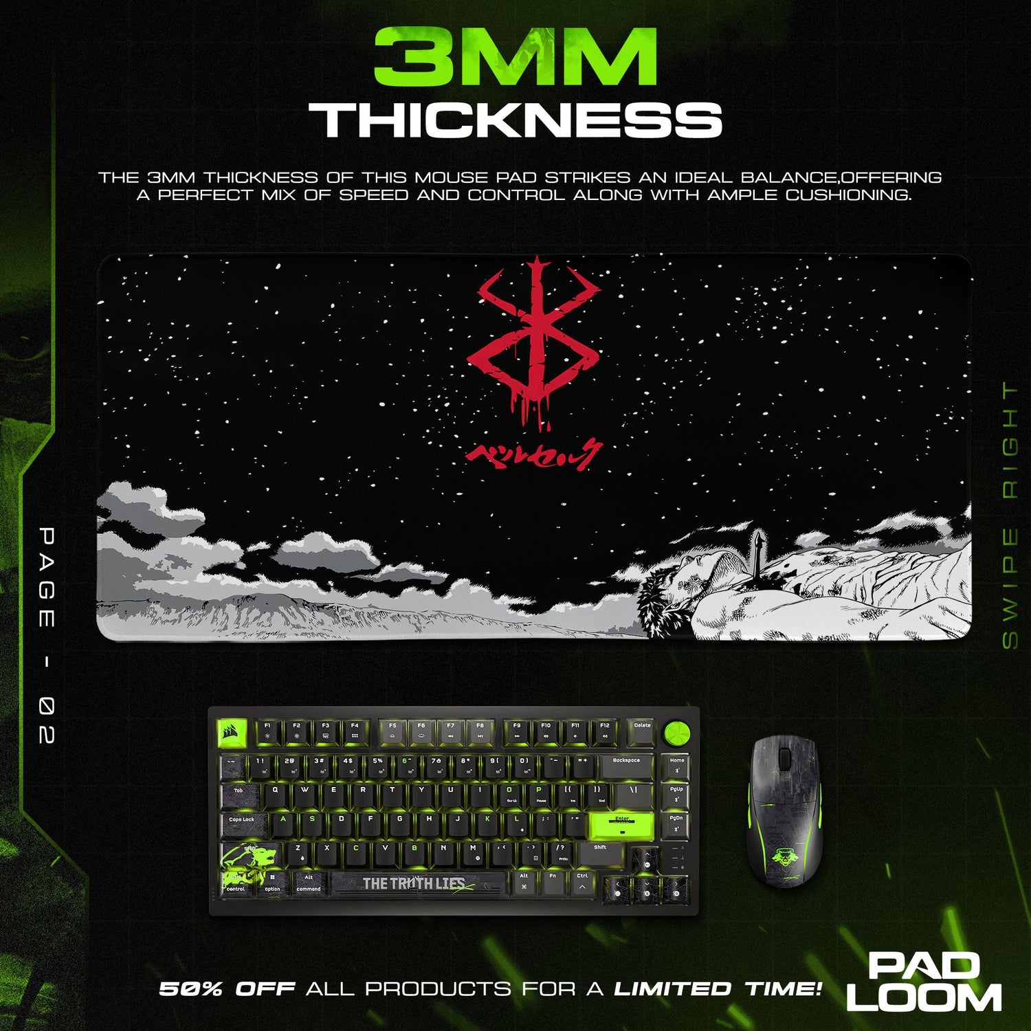 Berserk Brand of Sacrifice Mouse Pad, Anime Gaming Desk Mat Padloom
