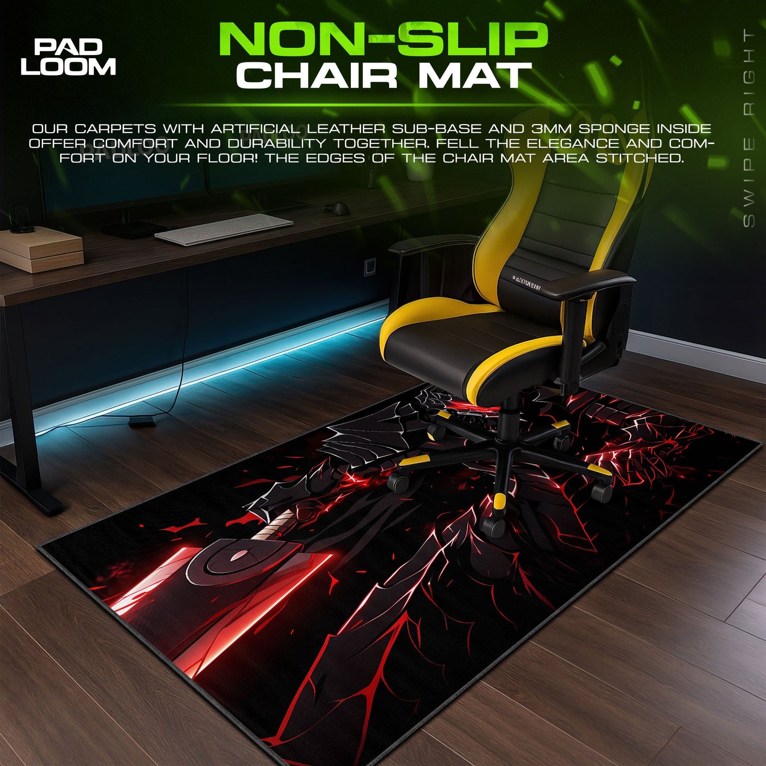 Berserk Crimson Blade Mouse Pad, Dark Anime Gaming Desk Mat Padloom