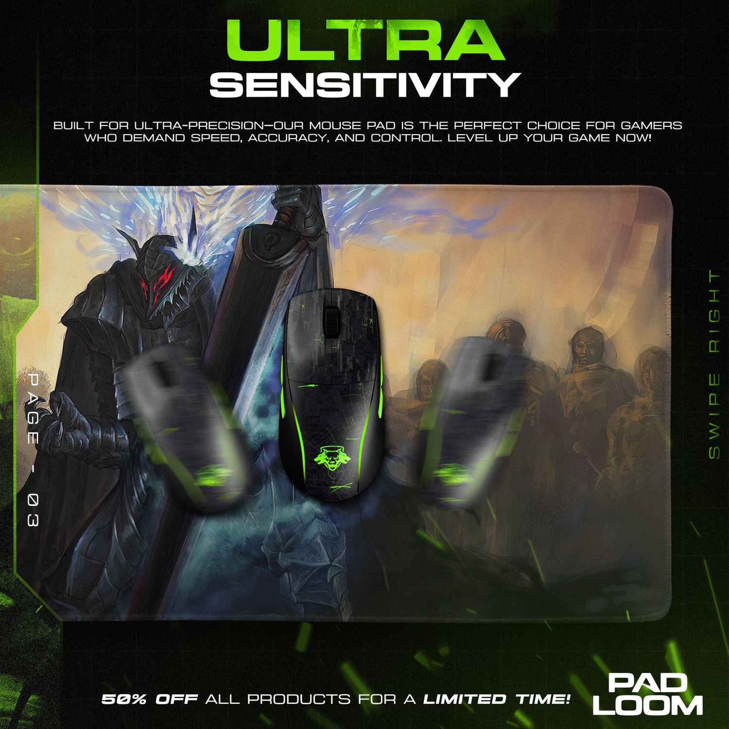 Berserk Dark Knight Mouse Pad - Eclipse Anime Gaming Desk Mat Padloom