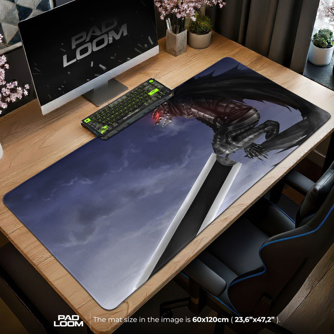 Berserk Dragon Slayer Mouse Pad - Dark Fantasy Gaming Desk Mat Padloom