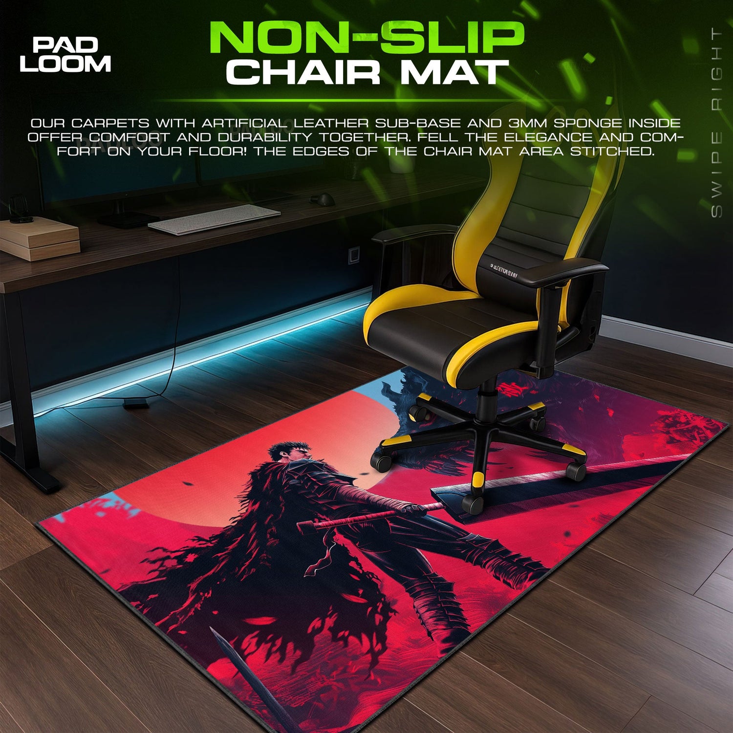 Berserk Dragonslayer Blade Mouse Pad, Anime Gaming Desk Mat Padloom