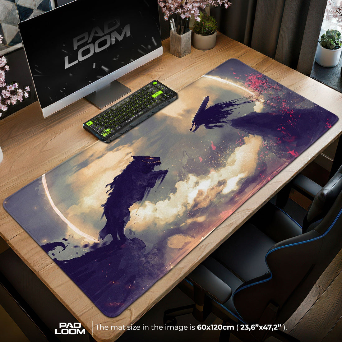 Berserk Eclipse Duel Mouse Pad - Dark Fantasy Gaming Desk Mat Padloom