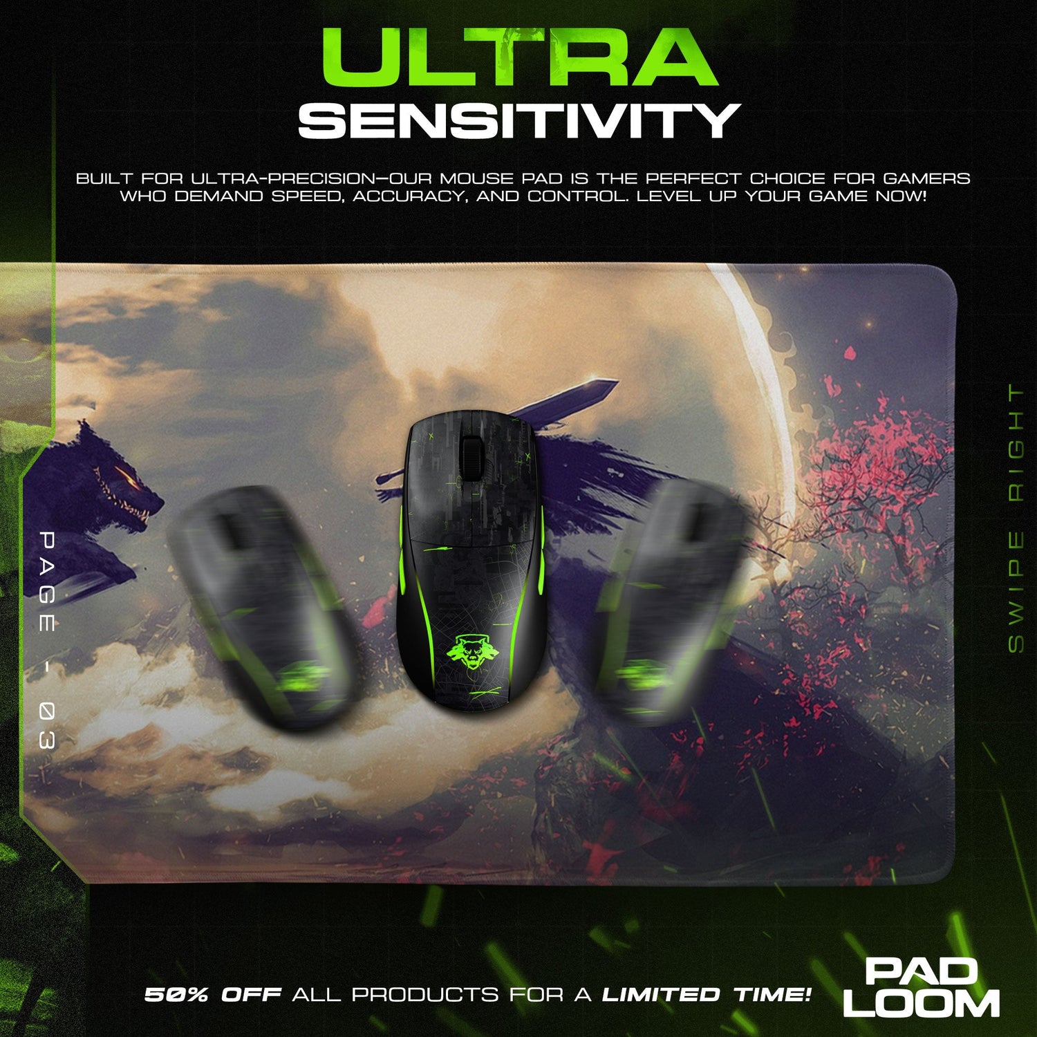 Berserk Eclipse Duel Mouse Pad - Dark Fantasy Gaming Desk Mat Padloom