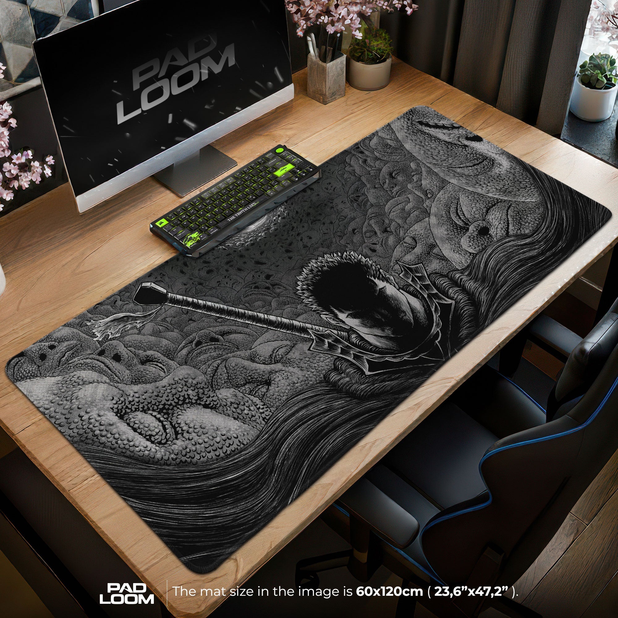 Berserk Eclipse Shadows Mouse Pad - Monochrome Anime Gaming Desk