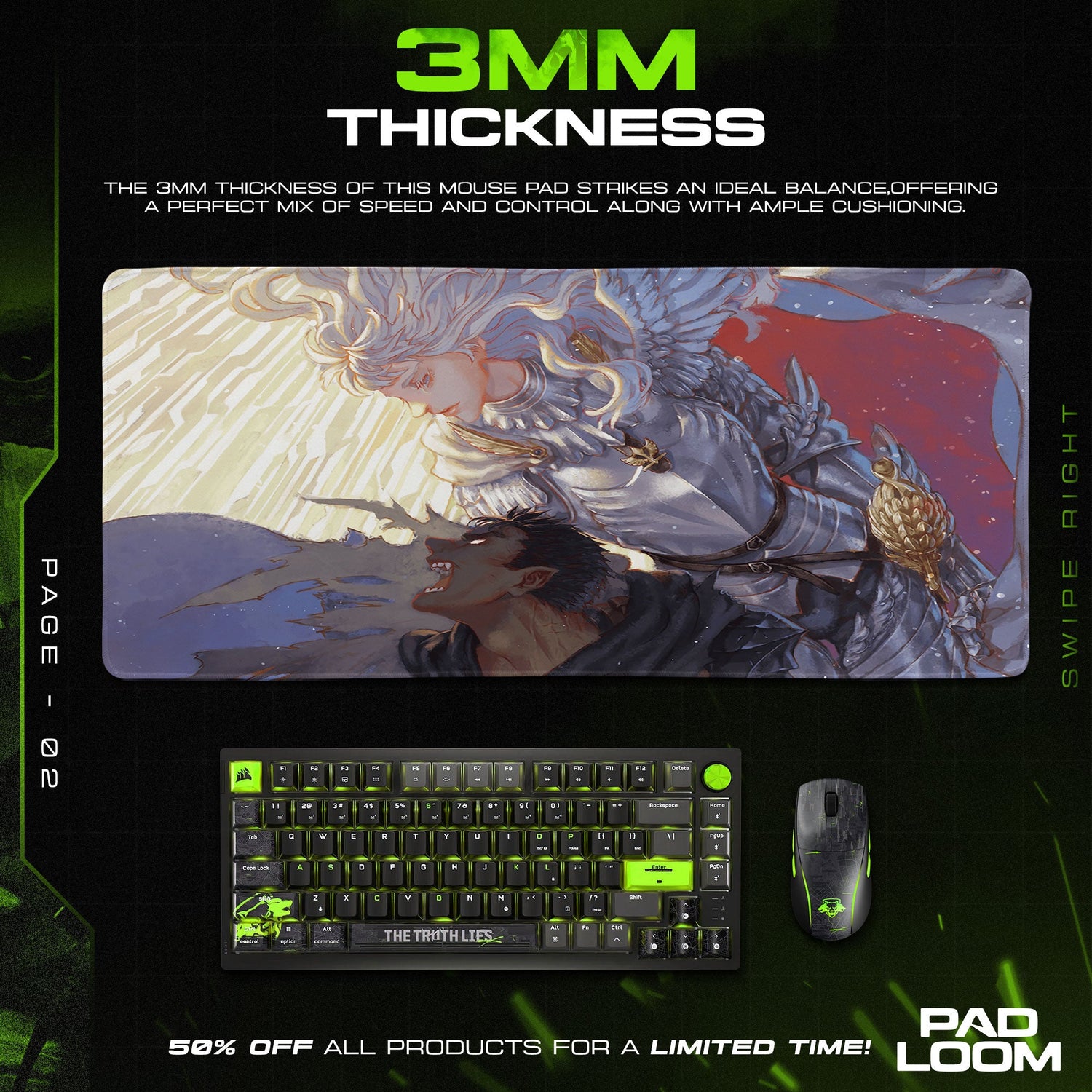 Berserk Griffith and Guts Mouse Pad - Fallen Dream Anime Desk Mat Padloom