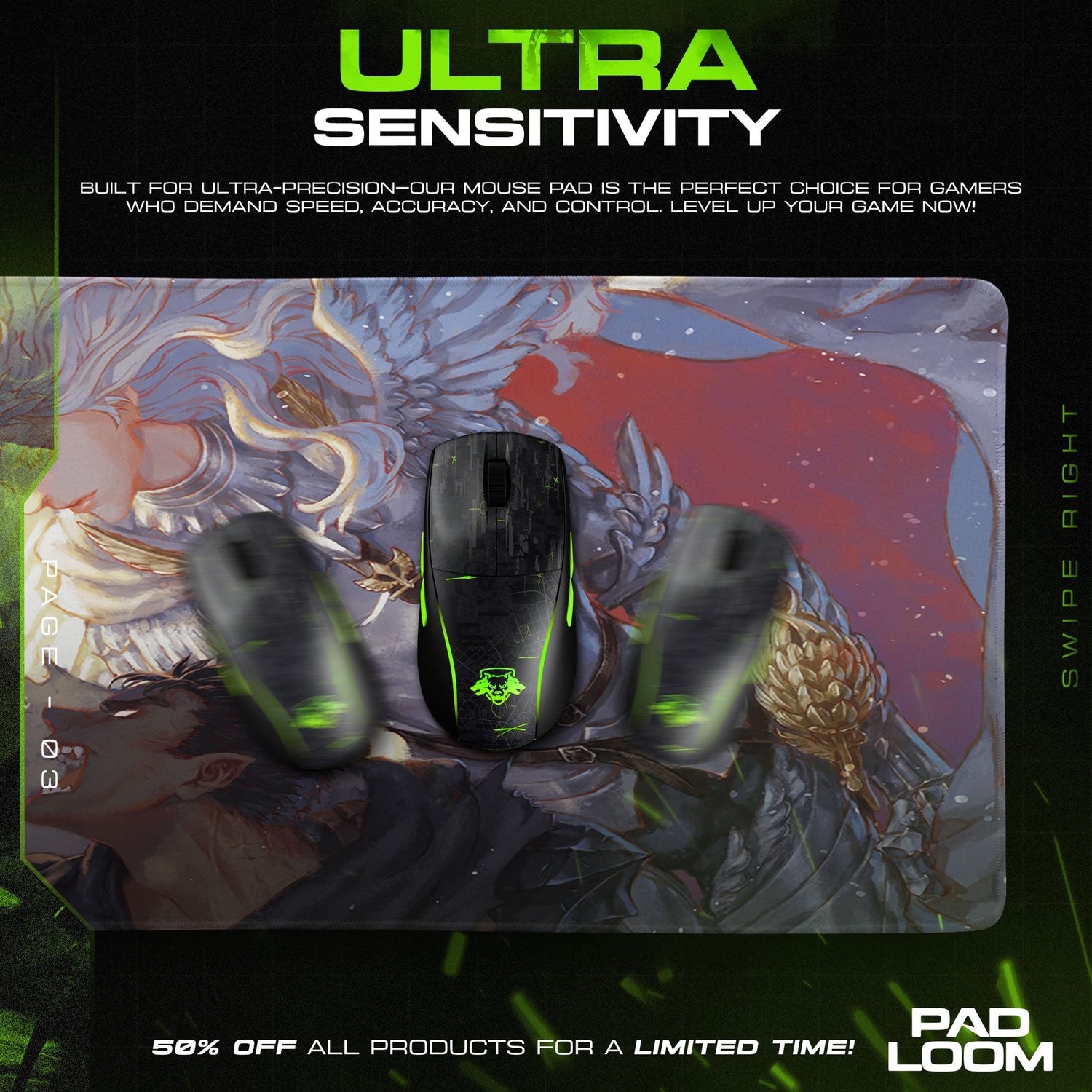 Berserk Griffith and Guts Mouse Pad - Fallen Dream Anime Desk Mat Padloom