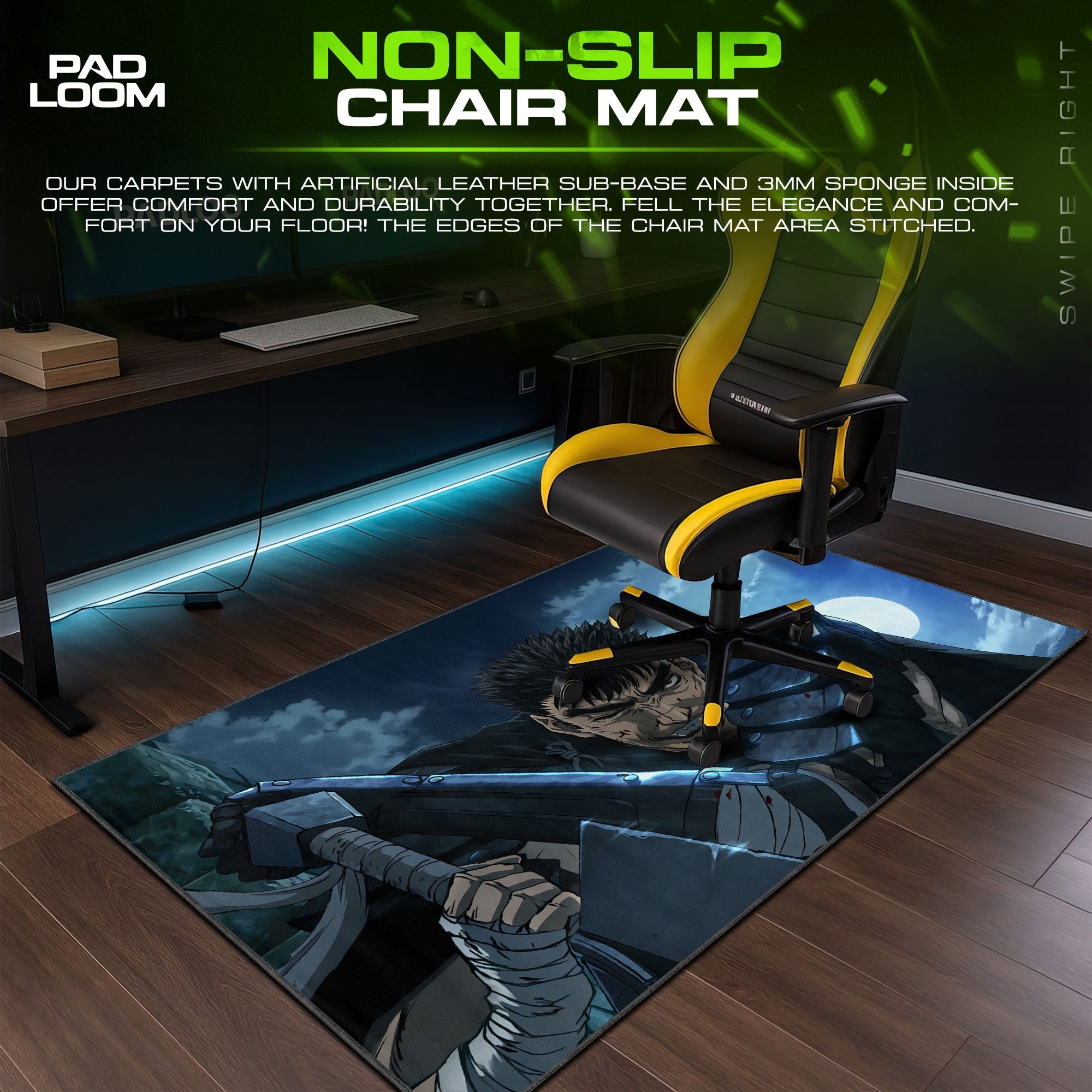 Berserk Guts Moonlight Mouse Pad - Dark Anime Gaming Desk Mat Padloom