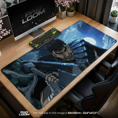 Berserk Guts Moonlight Mouse Pad - Dark Anime Gaming Desk Mat