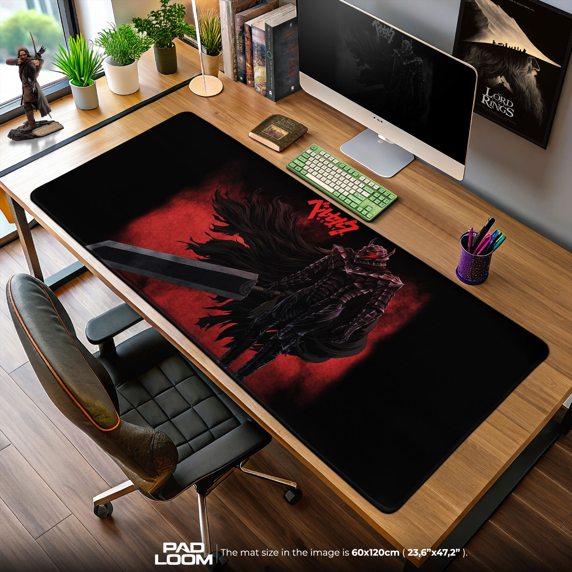 Berserk Guts Mouse Pad, Black Swordsman Gaming Desk Mat