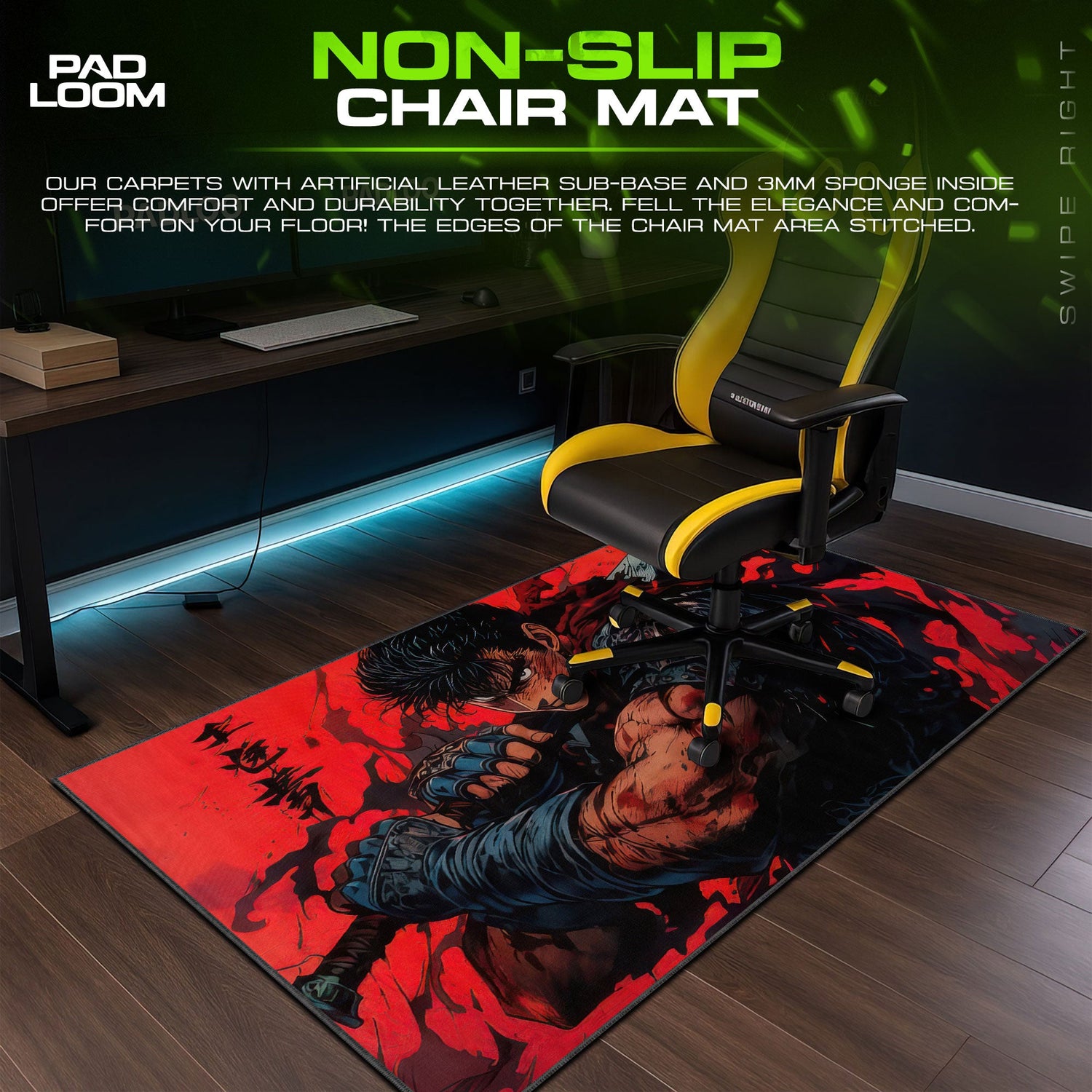 Berserk Guts Rage Mouse Pad, Anime Gamer Desk Mat Padloom