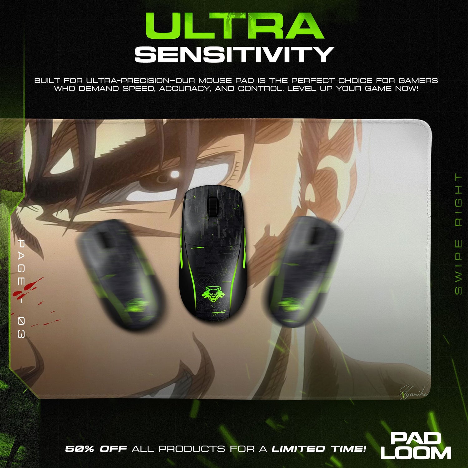 Berserk Guts Rage Mouse Pad - Anime Warrior Gaming Desk Mat Padloom