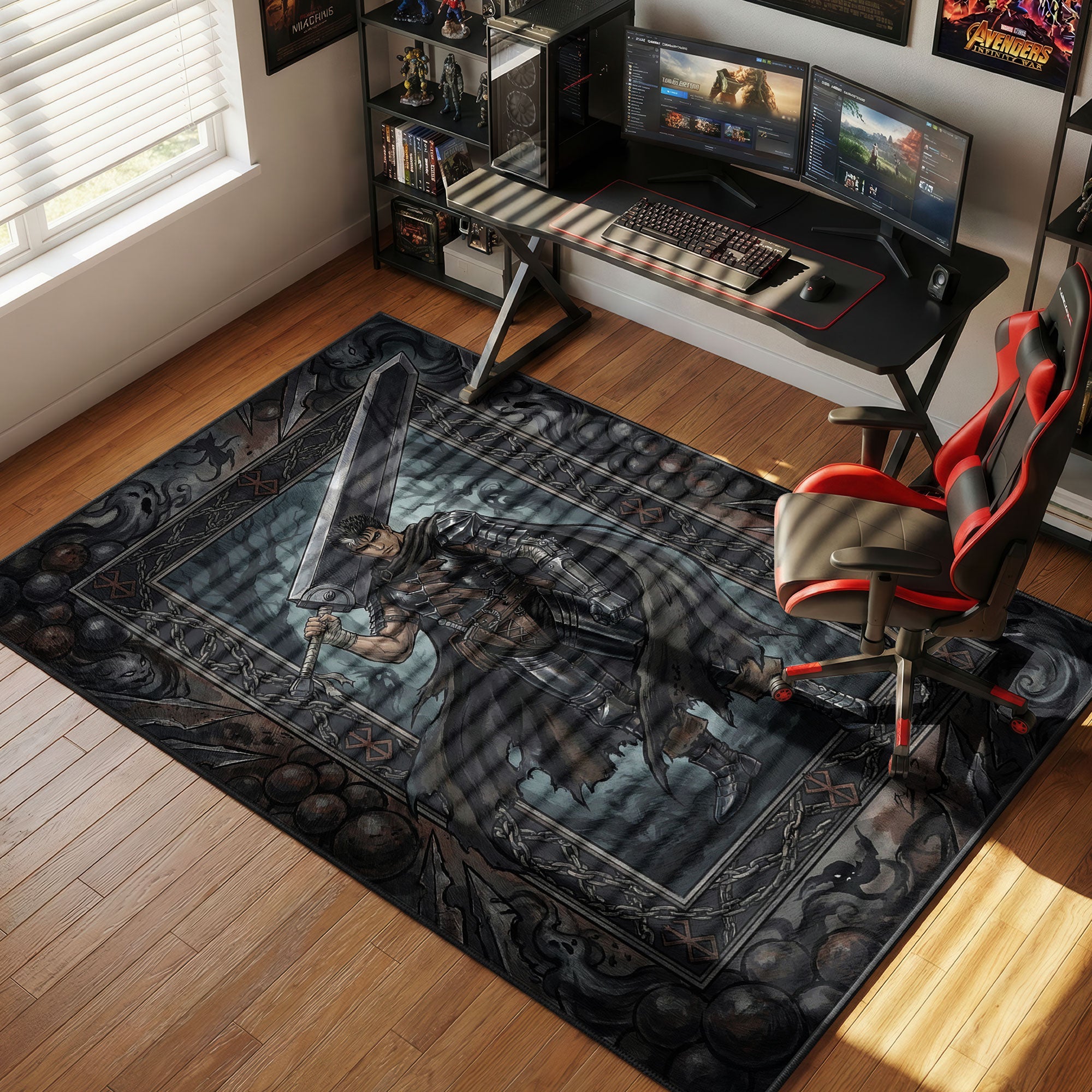 Berserk Guts Rug, Anime Swordsman Carpet