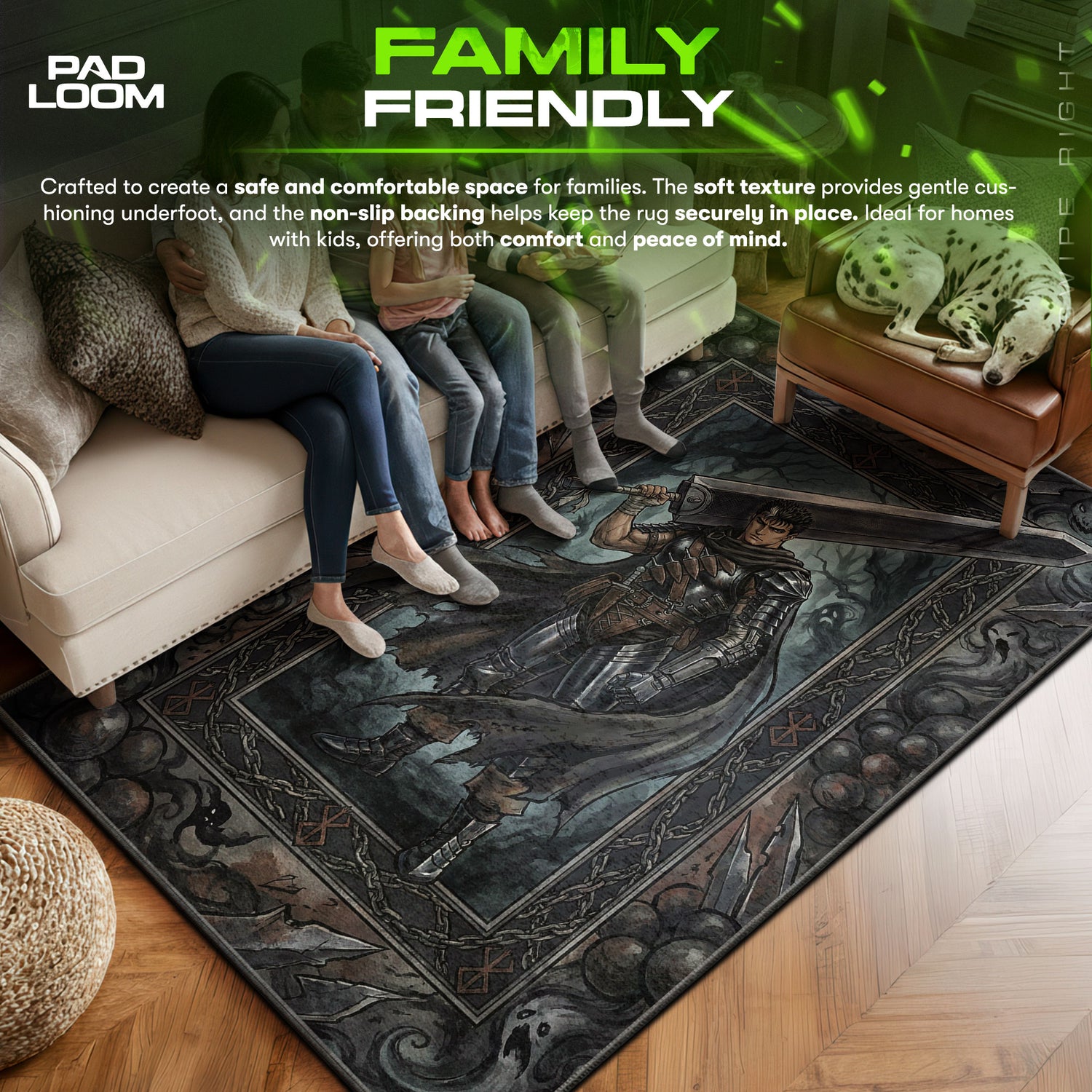 Berserk Guts Rug, Anime Swordsman Carpet