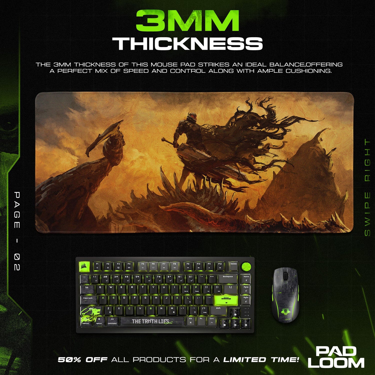Berserk Mouse Pad, Dark Rider Gaming Desk Mat Padloom