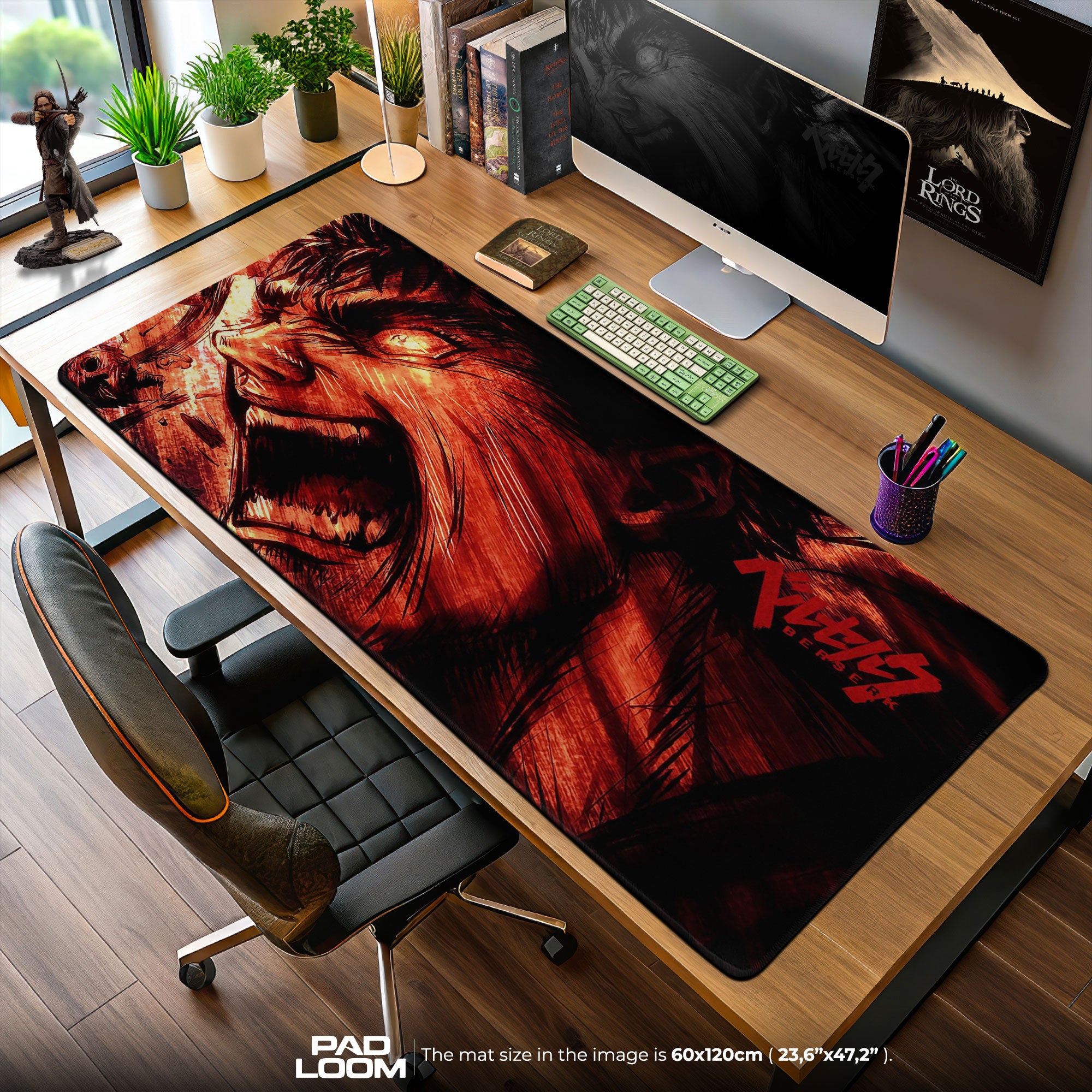 Berserk Rage Portrait Mouse Pad, Anime Gaming Desk Mat