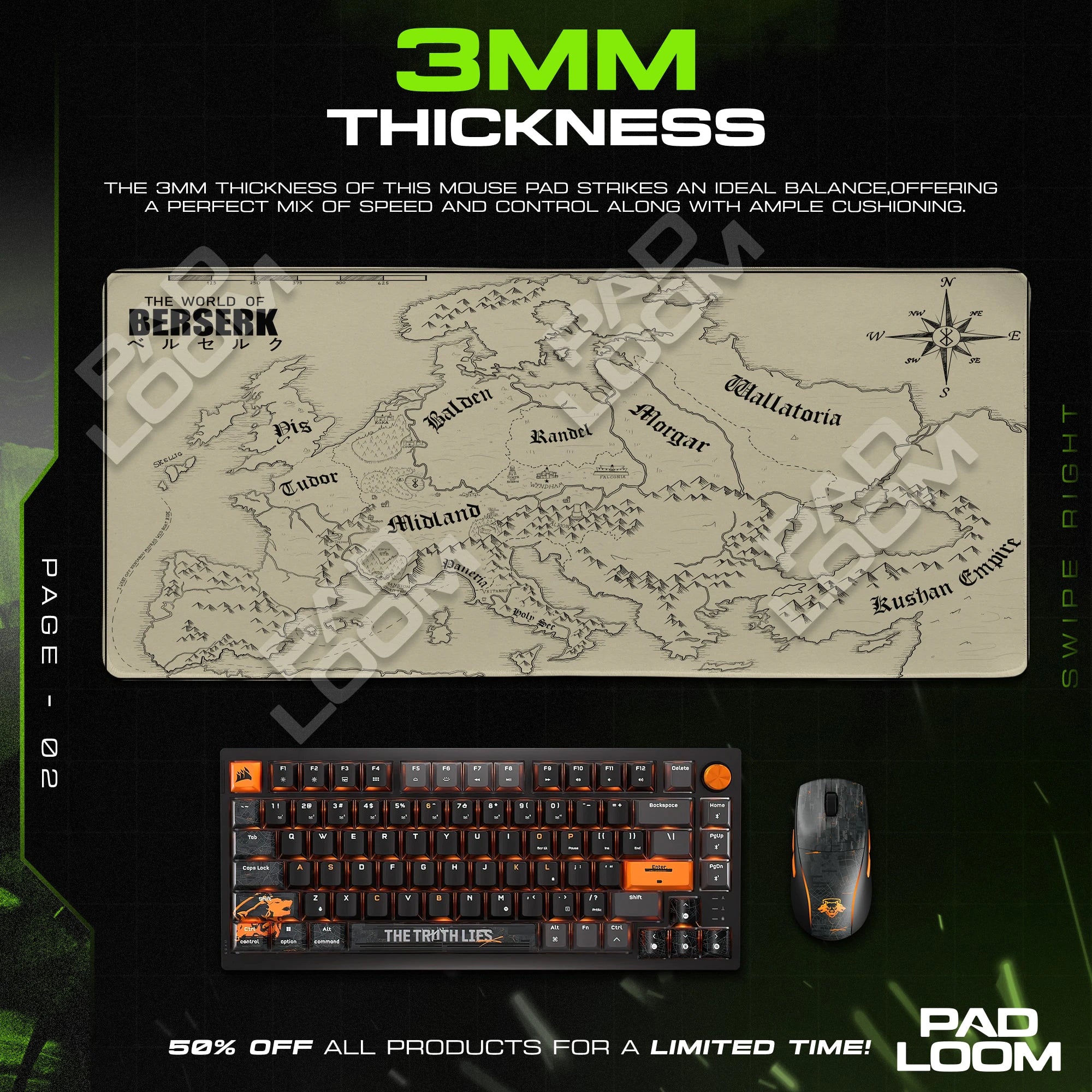 Berserk World Map Mouse Pad - Berserk Desk Mat