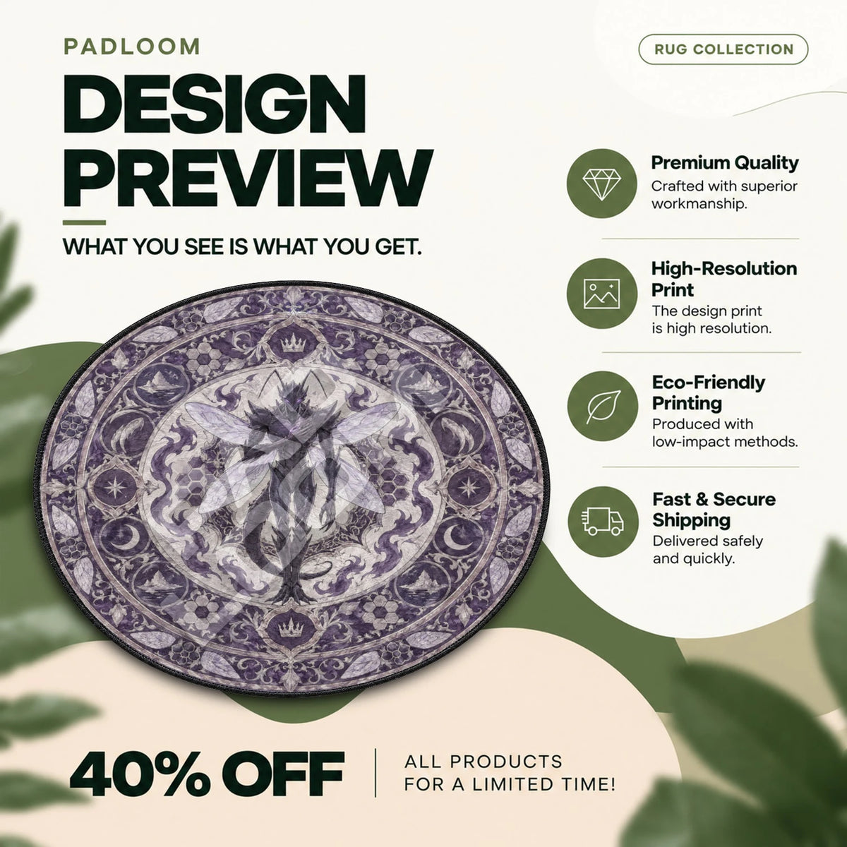 Beru Winged Solo Leveling round rug full design preview