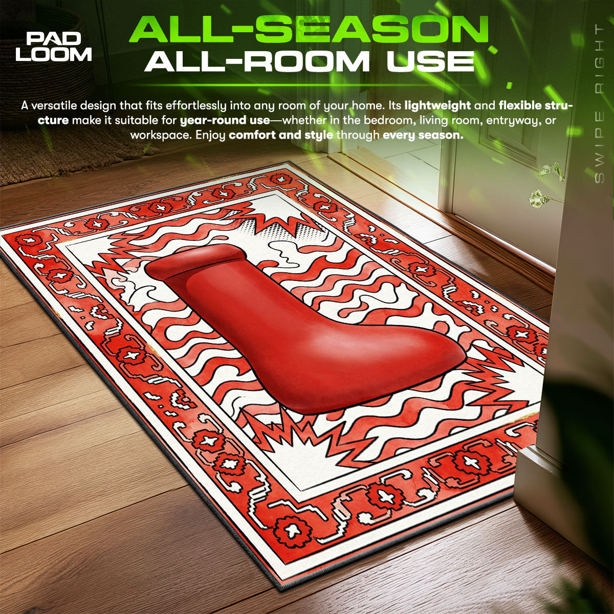 Big Red Boot Viral Cartoon Floor Decor fan rug — premium quality print
