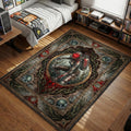 Big Sister character crouching with glowing red eye shattered glass gothic frame gaming area rug and floor mat
