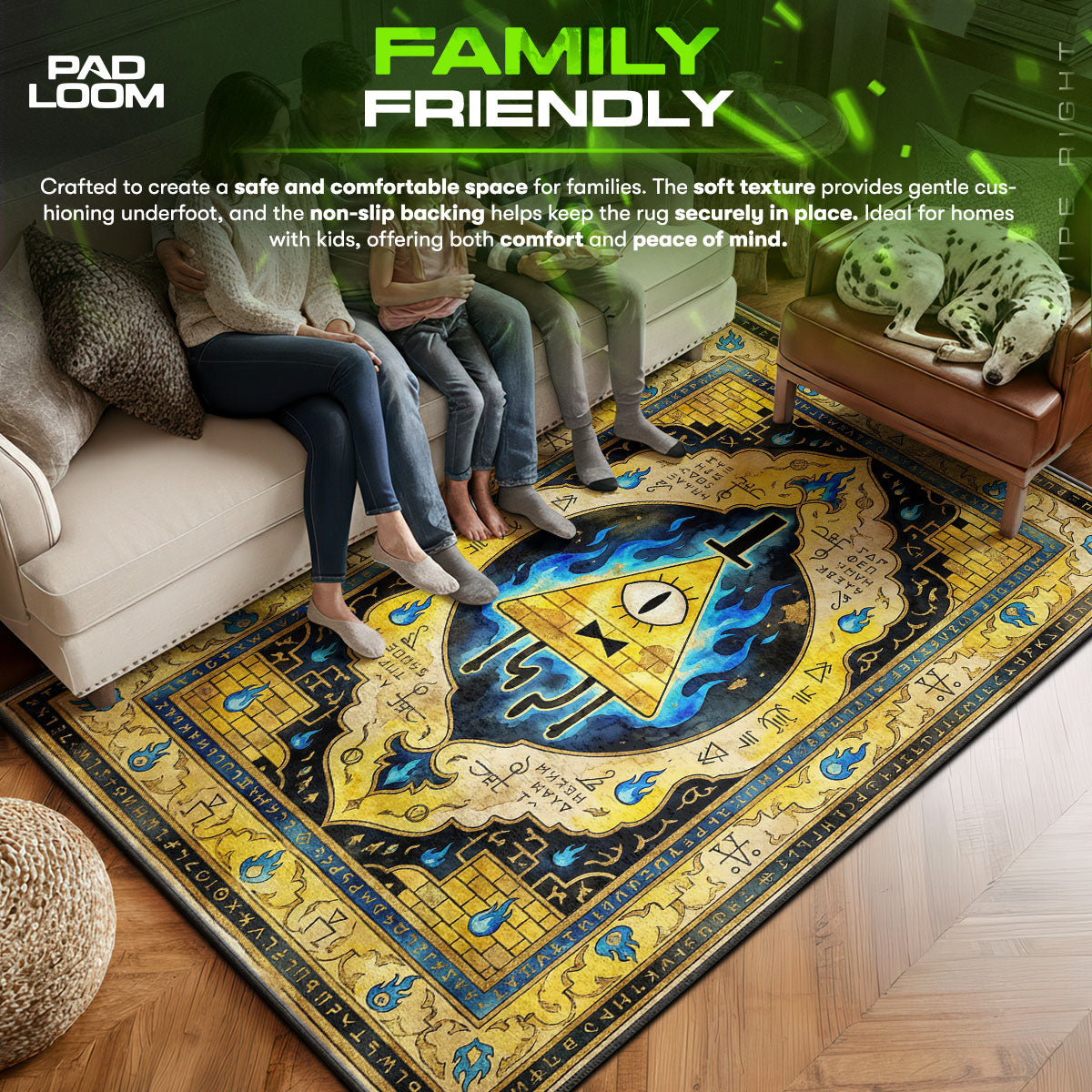 Area character design printed on rug