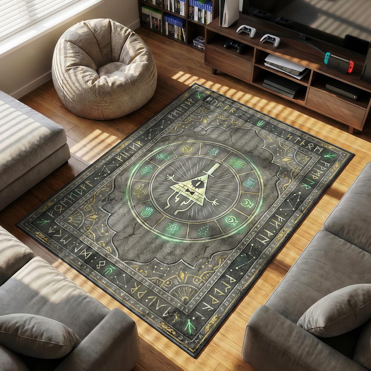Area character design printed on rug