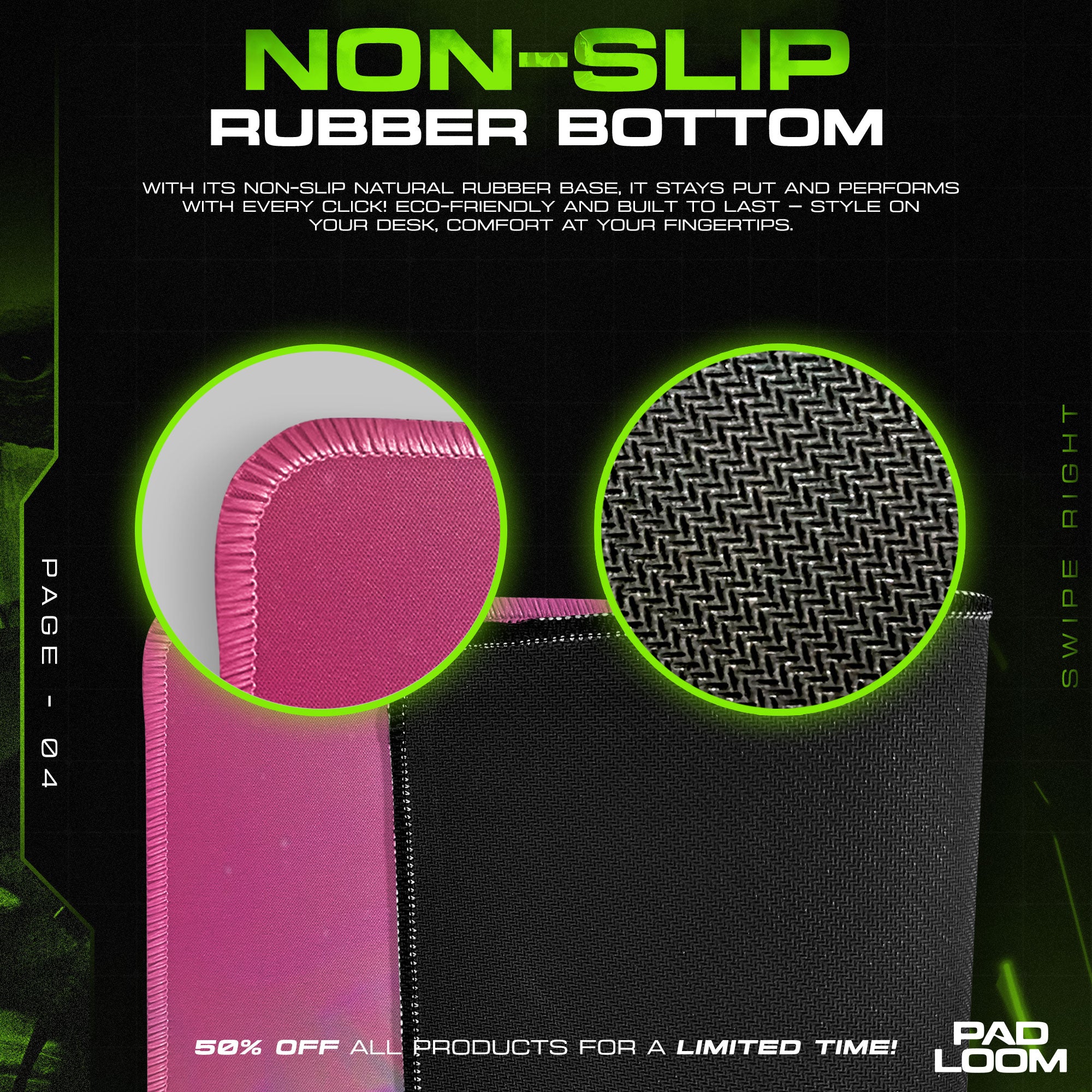 Billie Eilish Neon Portrait Mouse Pad, Gamer Desk Mat