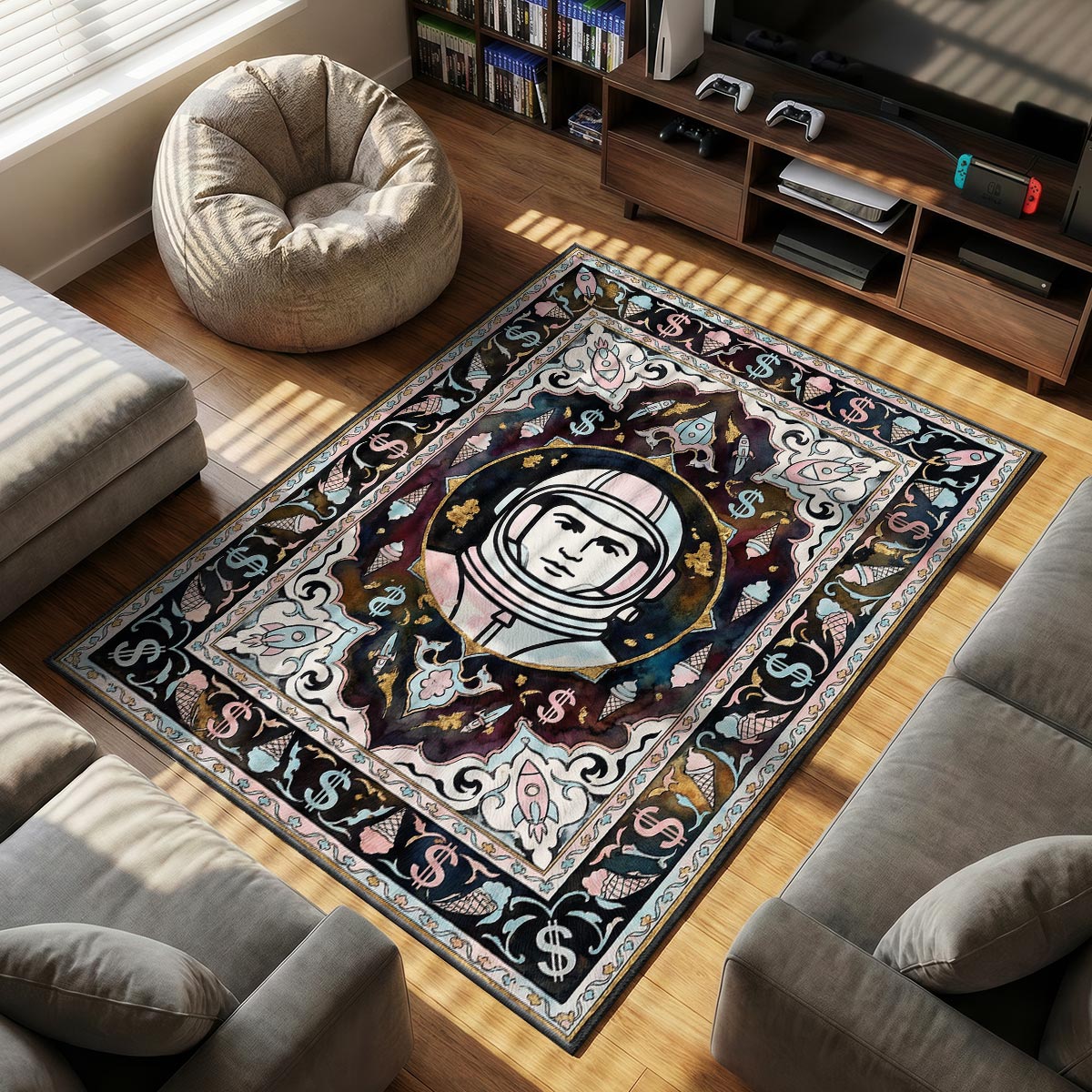 Billionaire Boys themed area rug for home decor fans