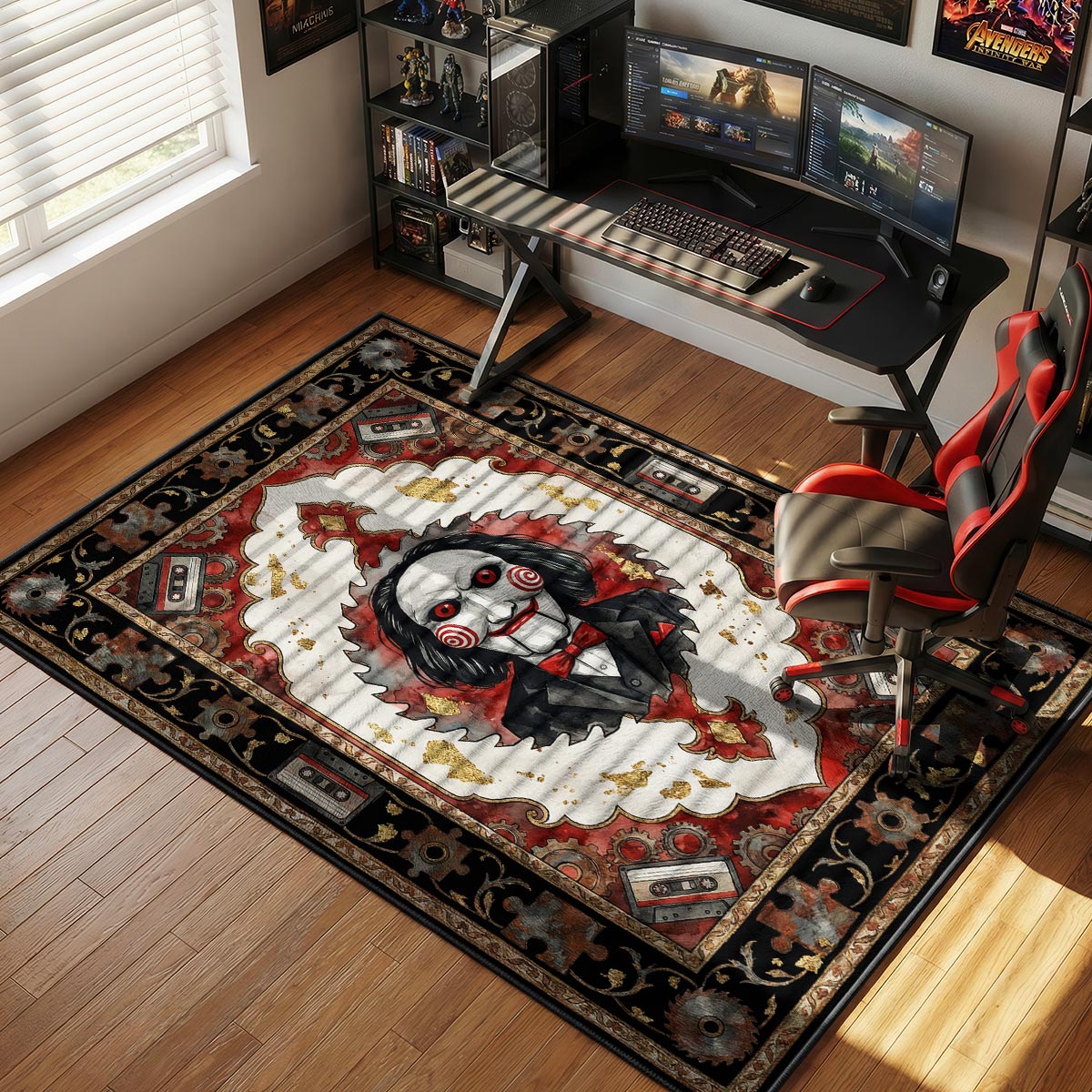 Billy Puppet Jigsaw Trap Saw Room rug — main product view