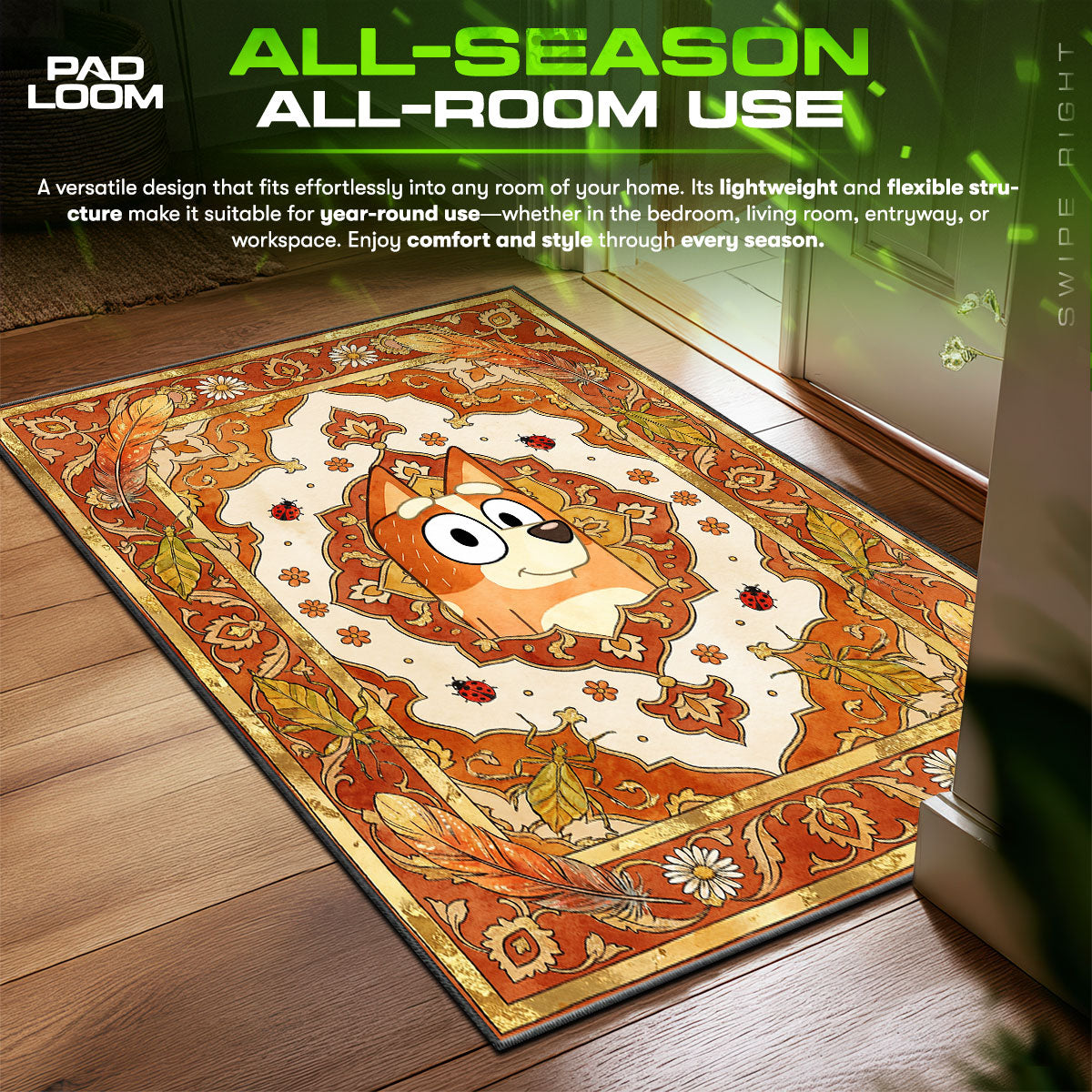 Bluey Bingo Autumn Kids Floor fan rug — premium quality print