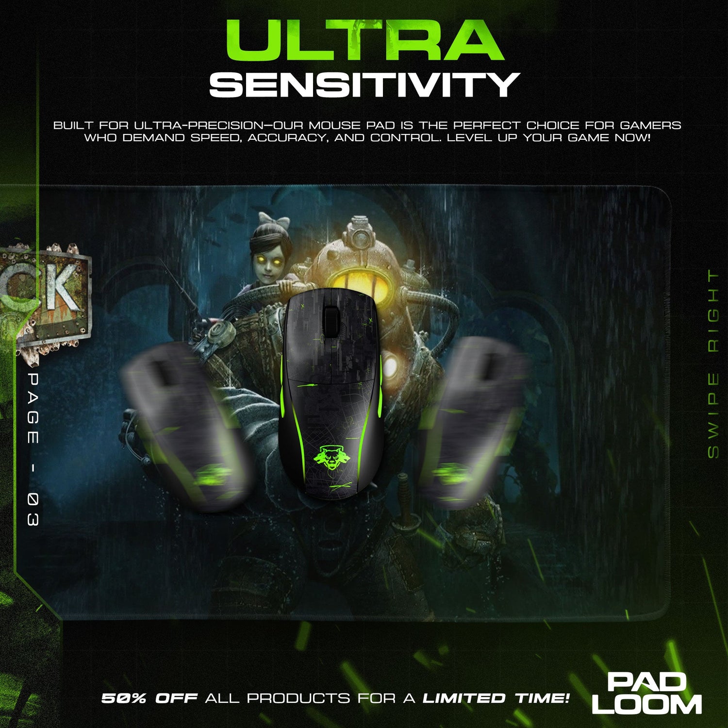 Bioshock – Big Daddy Descent Mouse Pad, Gamer Desk Mat Padloom